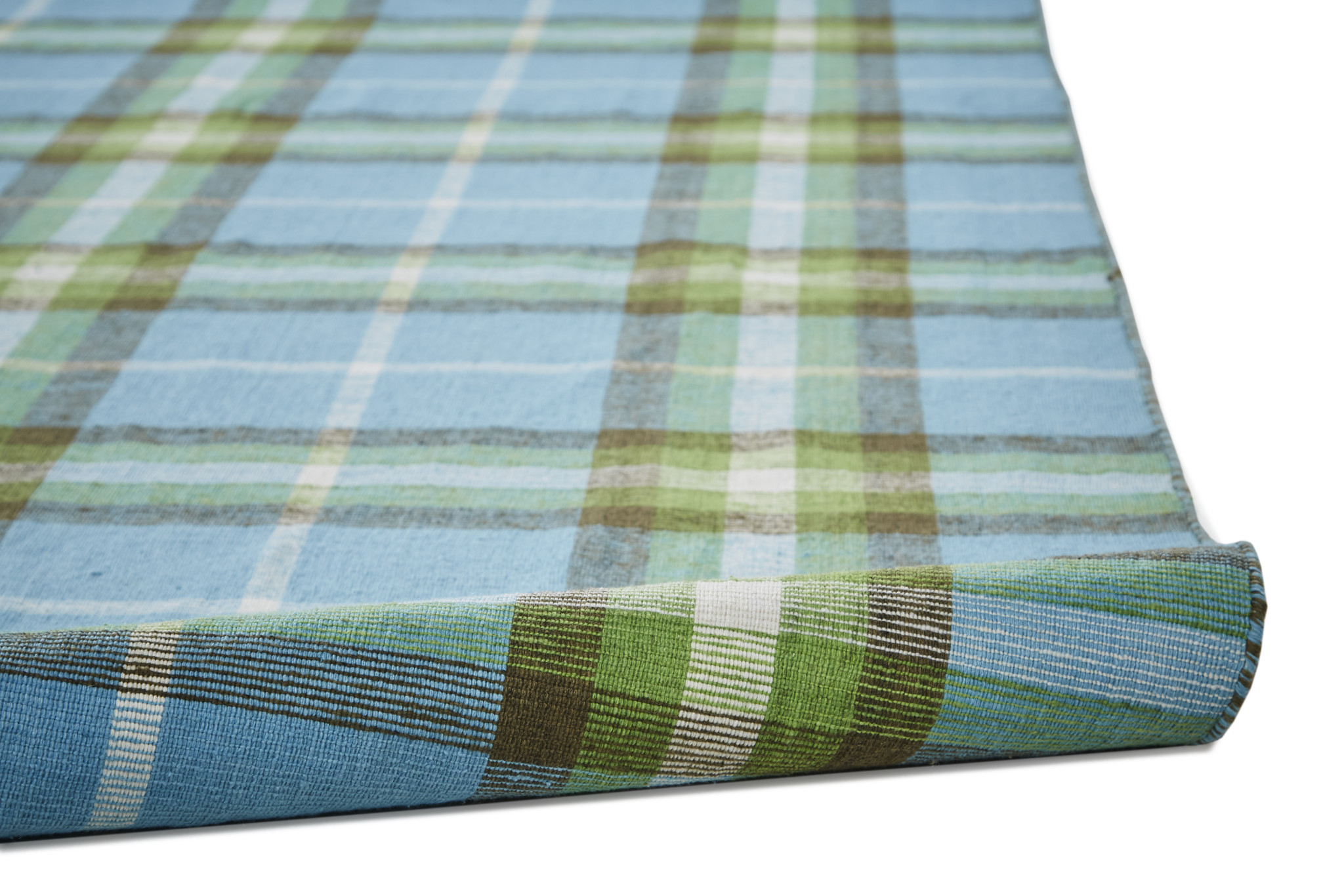 5" X 8" Blue and Green Abstract Hand Woven Area Rug