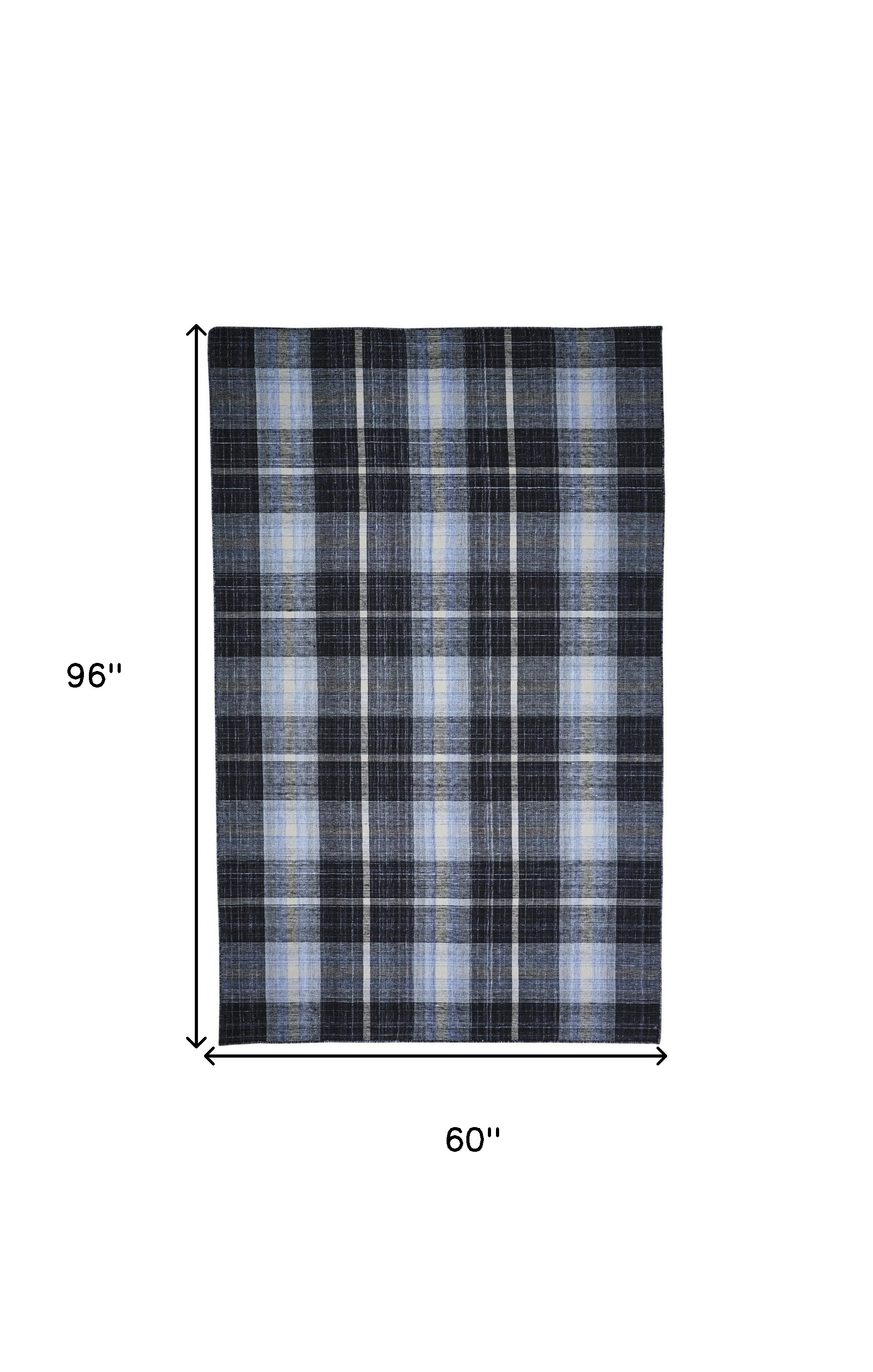 5" X 8" Black and Blue Abstract Hand Woven Area Rug