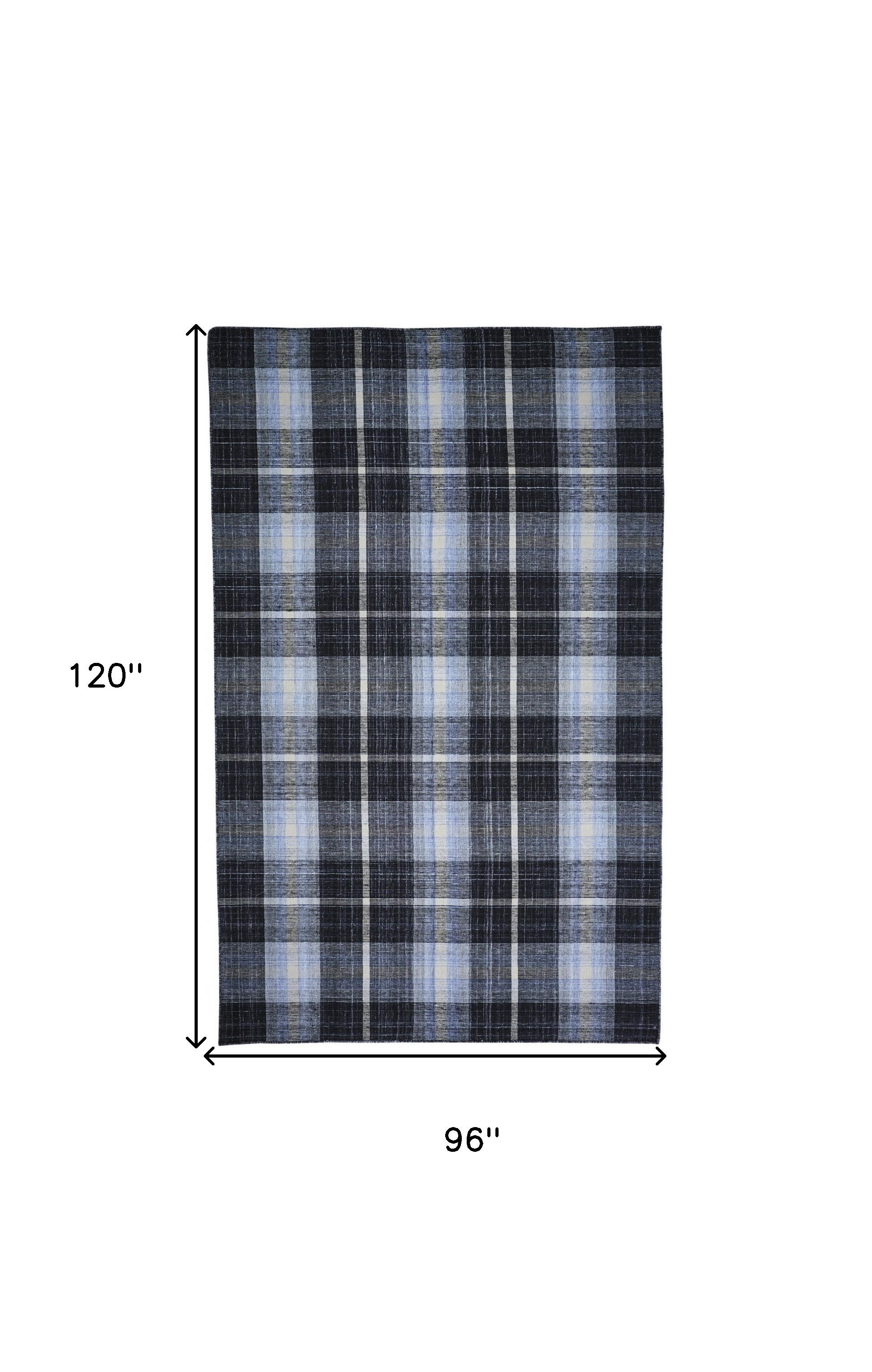 8" X 10" Black Blue And White Abstract Hand Woven Stain Resistant Area Rug