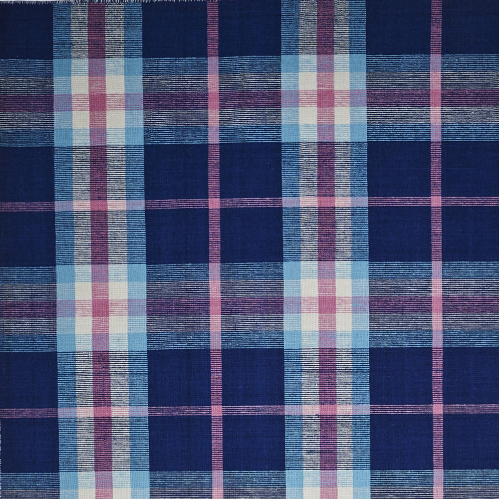 5" X 8" Blue Pink And White Abstract Hand Woven Stain Resistant Area Rug