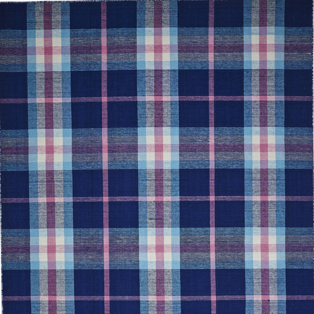 5" X 8" Blue Pink And White Abstract Hand Woven Stain Resistant Area Rug