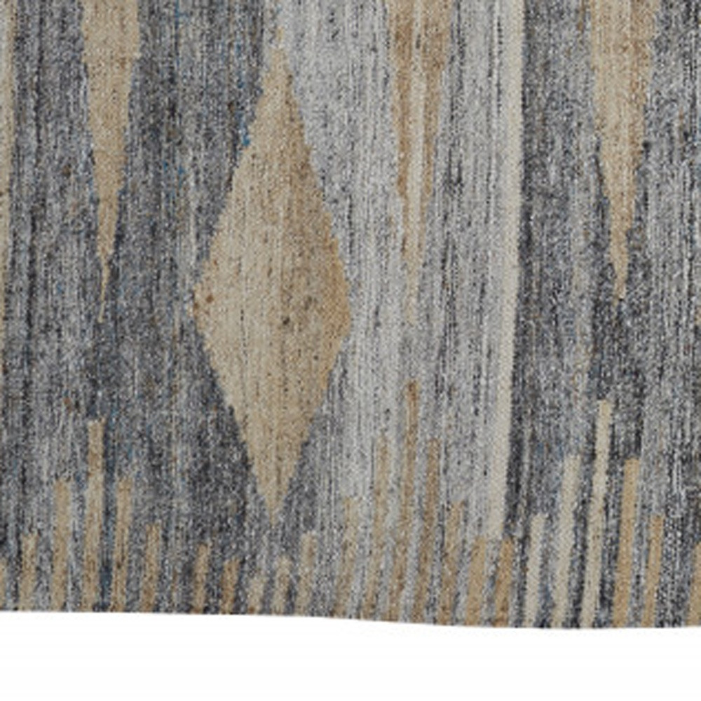 5" X 8" Gray and Ivory Abstract Hand Woven Area Rug With Fringe