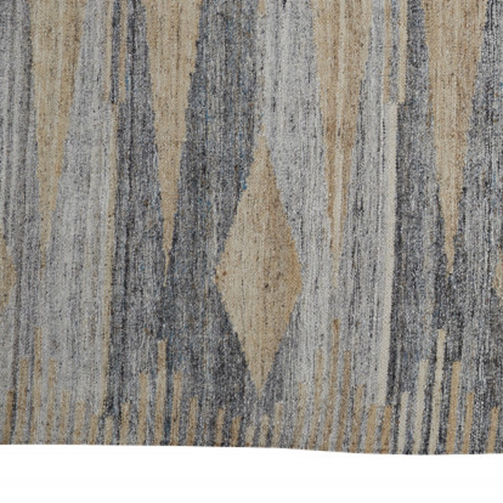 5" X 8" Gray and Ivory Abstract Hand Woven Area Rug With Fringe