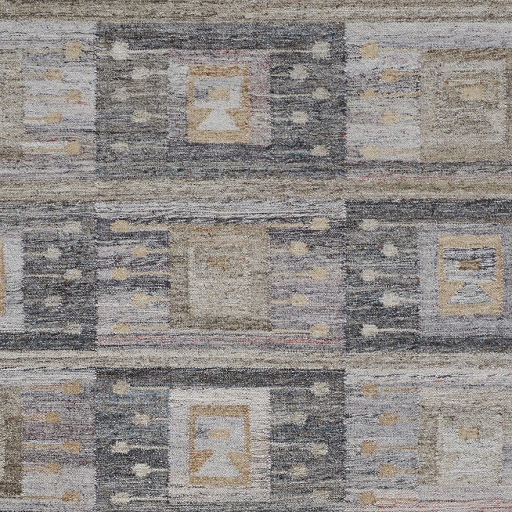 5" X 8" Gray Geometric Hand Woven Area Rug With Fringe