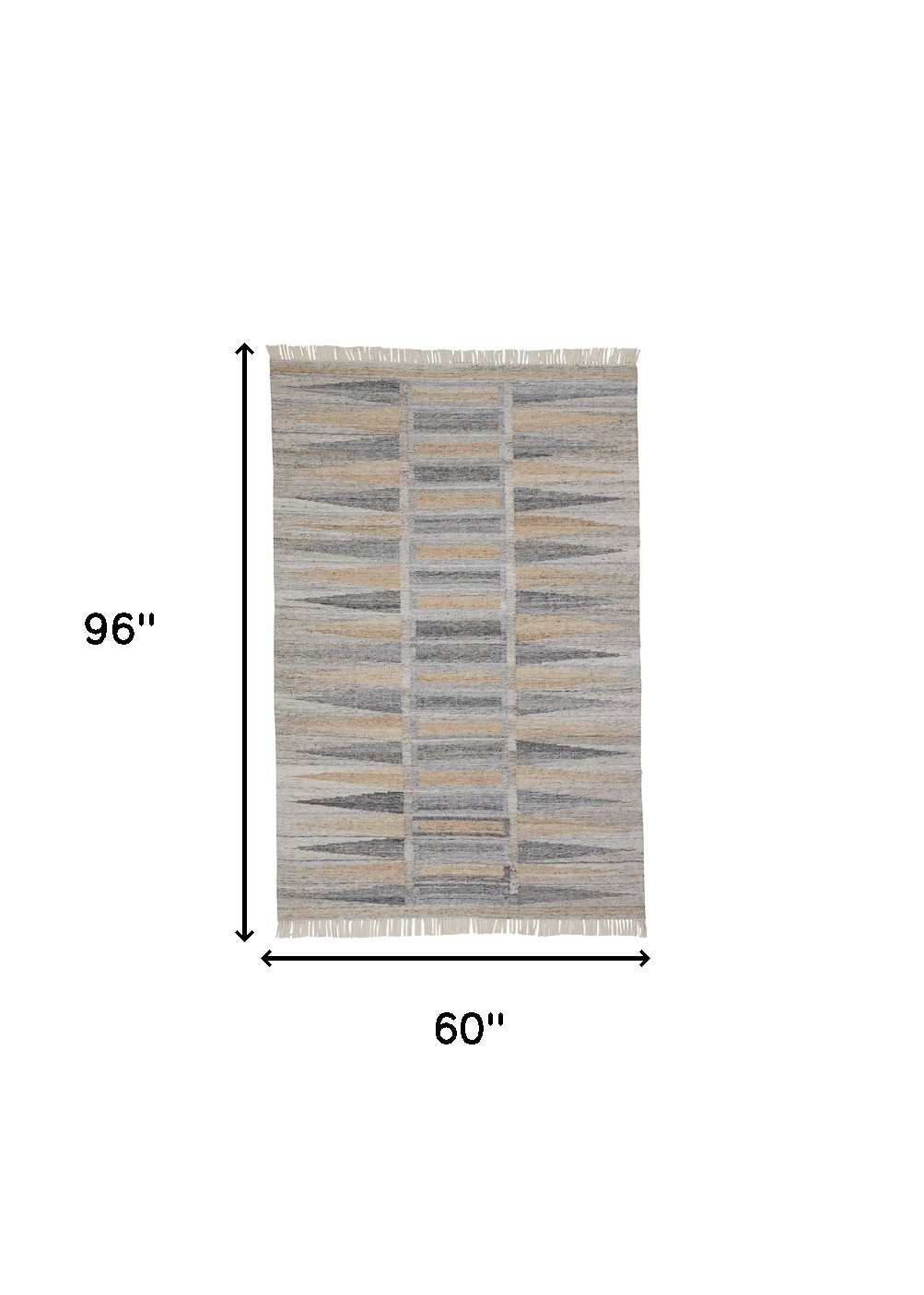 5" X 8" Tan Gray And Taupe Geometric Hand Woven Stain Resistant Area Rug With Fringe