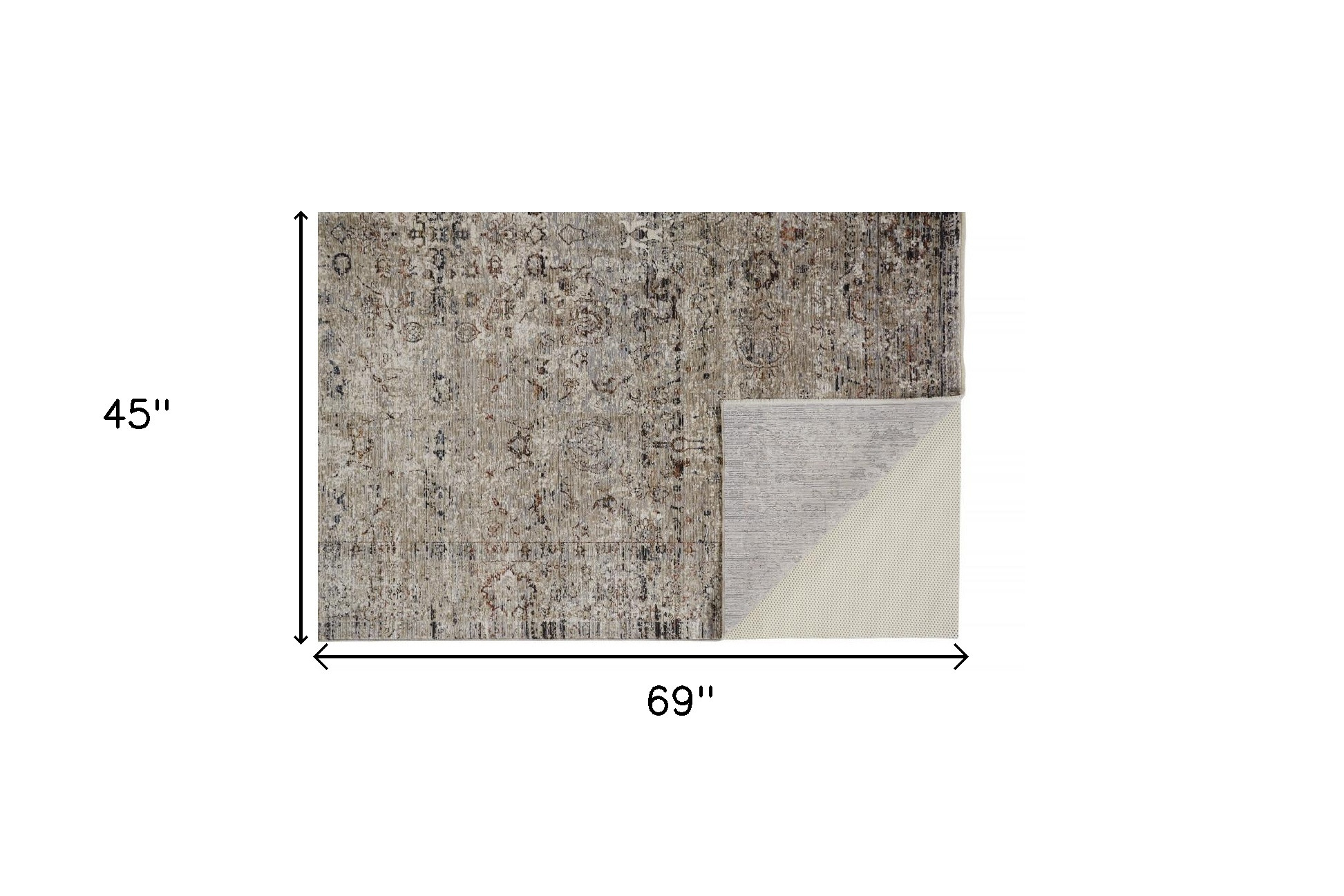 4" X 6" Taupe Ivory And Gray Abstract Distressed Area Rug With Fringe