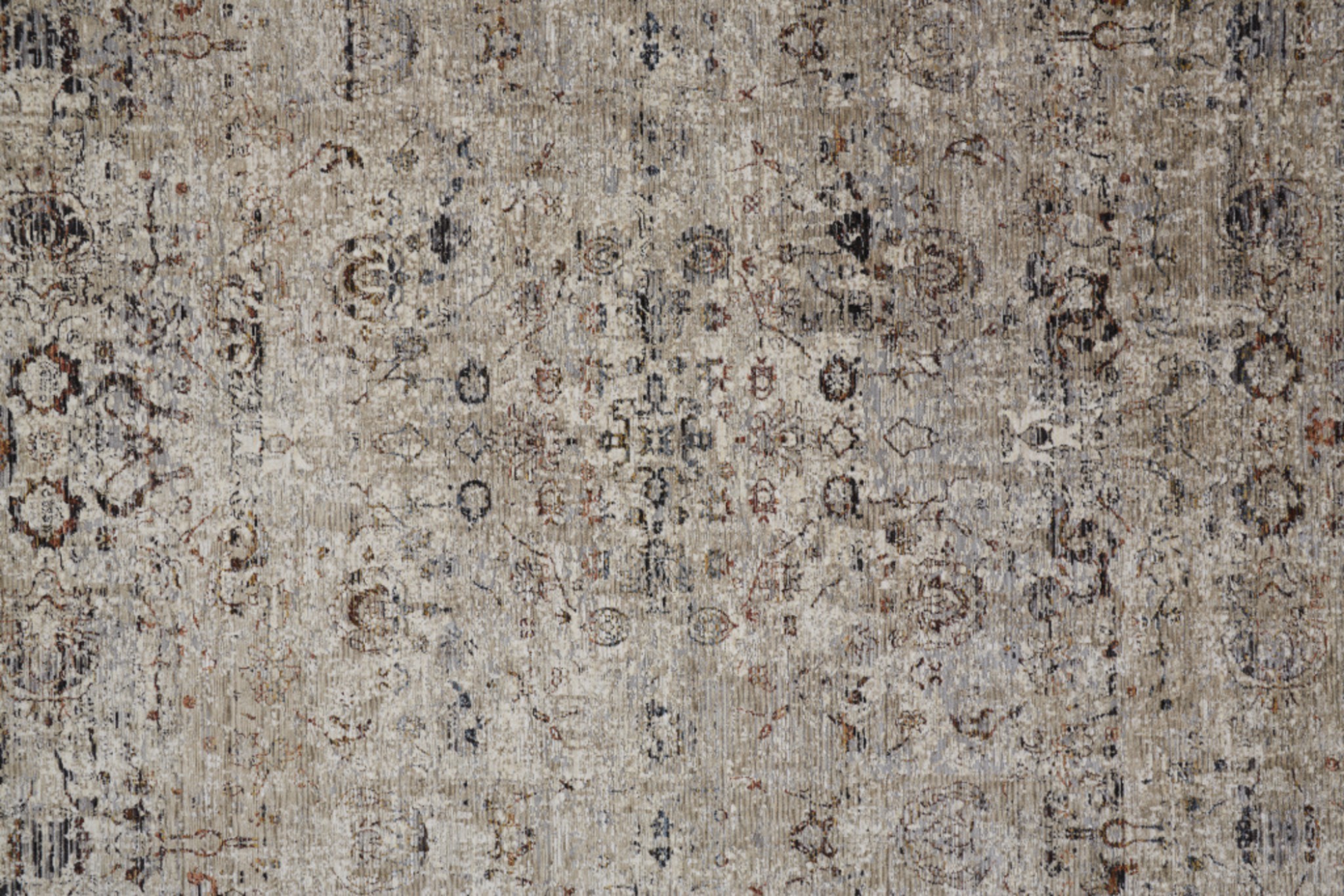 12" Taupe Ivory And Gray Abstract Distressed Runner Rug With Fringe