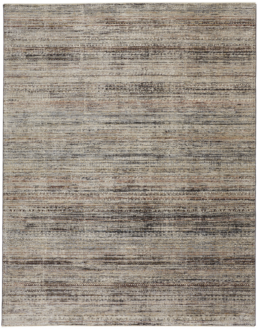 4 X 6 Ivory gray And Black Abstract Distressed Area Rug With Fringe