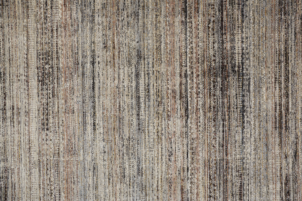 4" X 6" Ivory Gray And Black Abstract Distressed Area Rug With Fringe