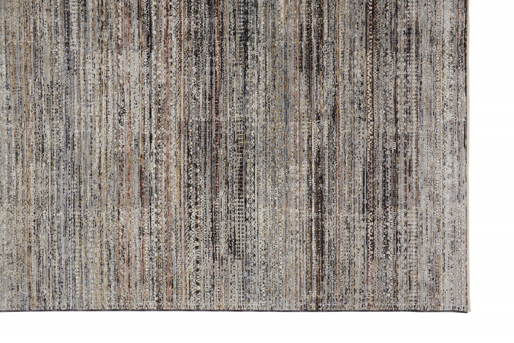 4 X 6 Ivory gray And Black Abstract Distressed Area Rug With Fringe