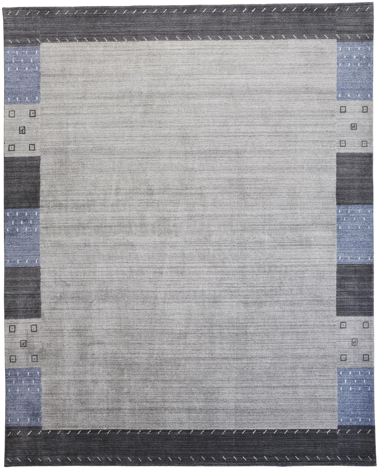 5' X 8' Gray Blue And Black Wool Hand Knotted Stain Resistant Area Rug-512661-1