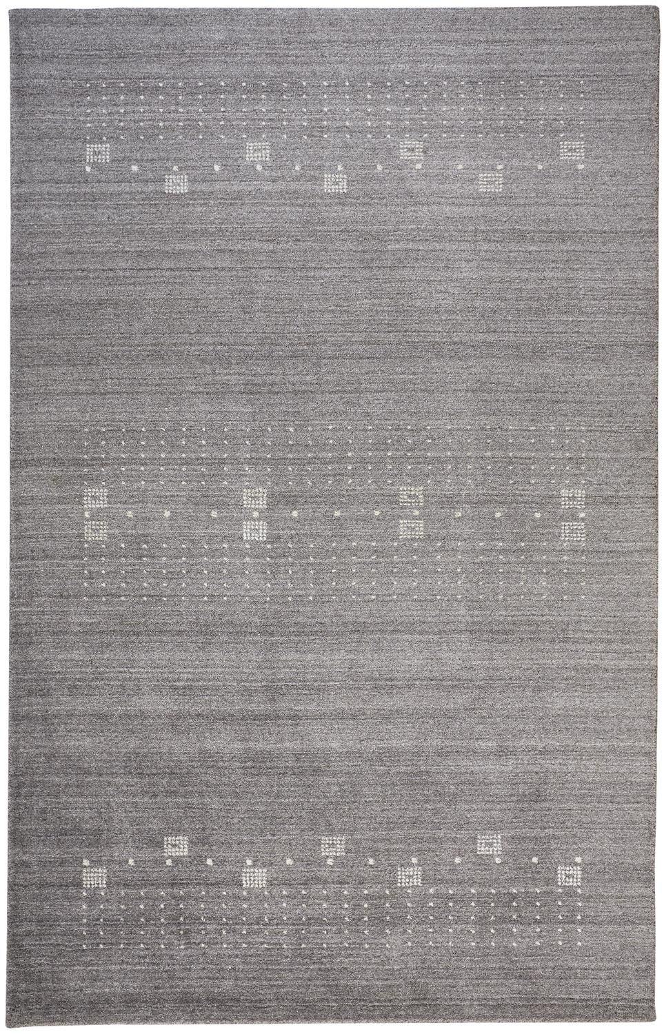 5' X 8' Gray And Ivory Wool Hand Knotted Stain Resistant Area Rug-512689-1
