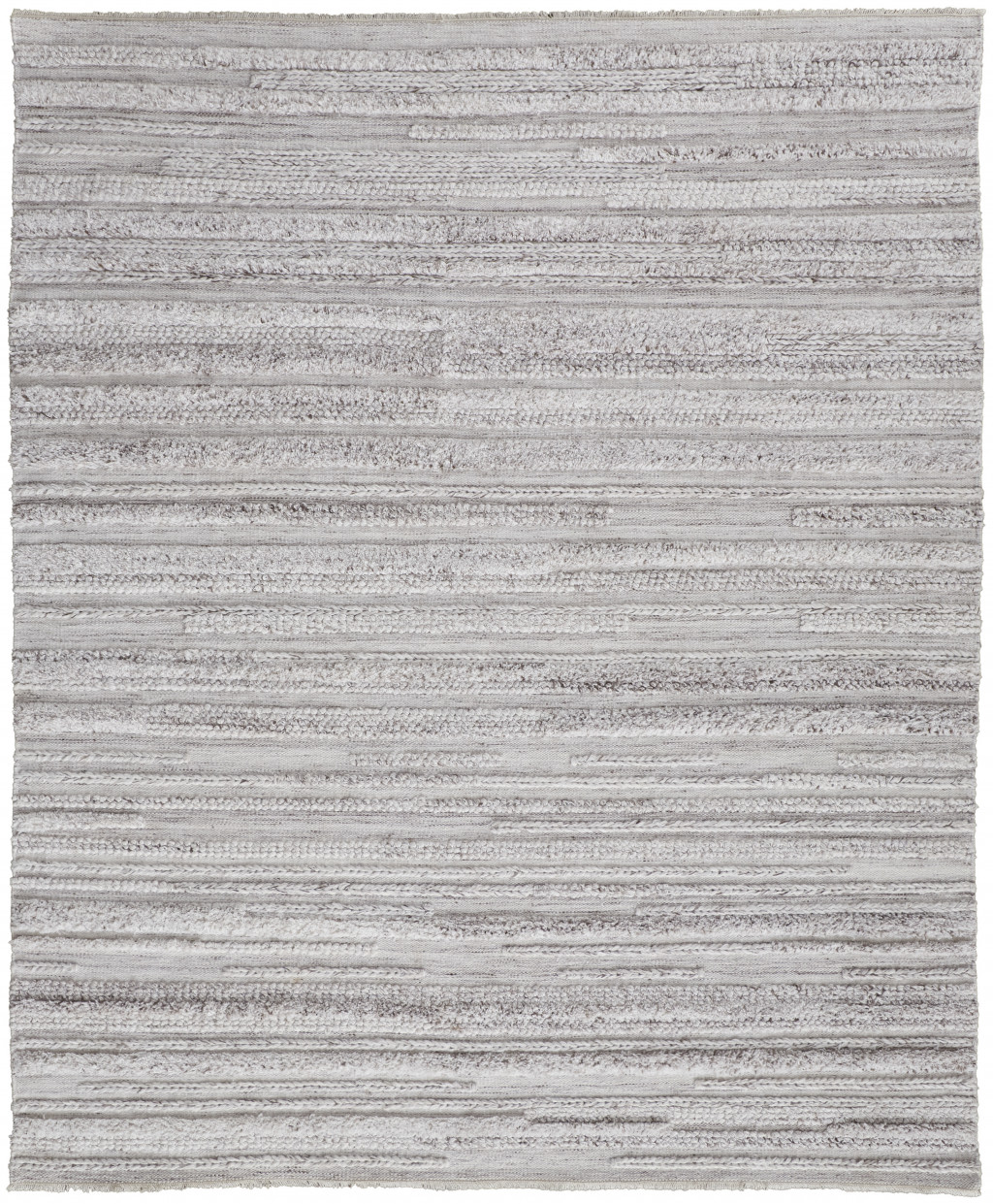 8" X 10" Ivory And Taupe Striped Hand Woven Stain Resistant Area Rug