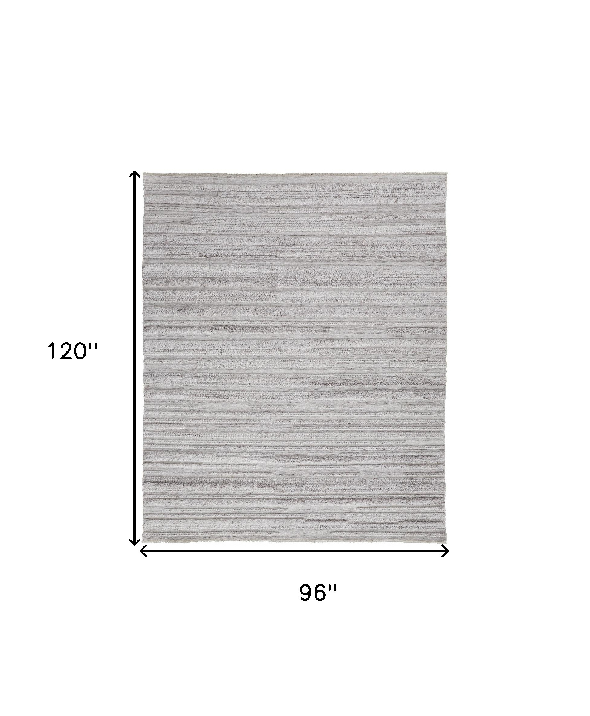 8" X 10" Ivory And Taupe Striped Hand Woven Stain Resistant Area Rug