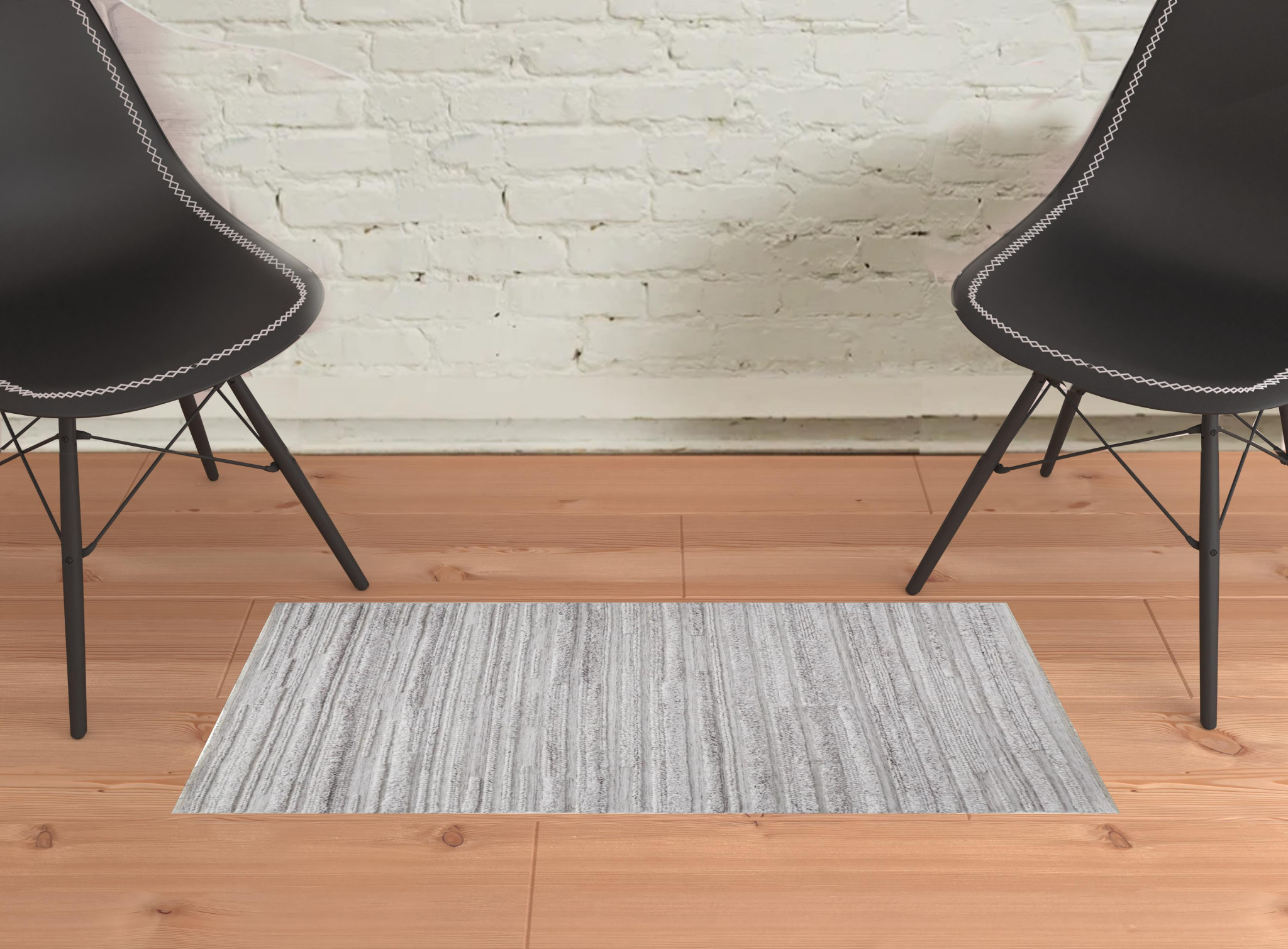 2 X 3 Ivory And Taupe Striped Hand Woven Stain Resistant Area Rug
