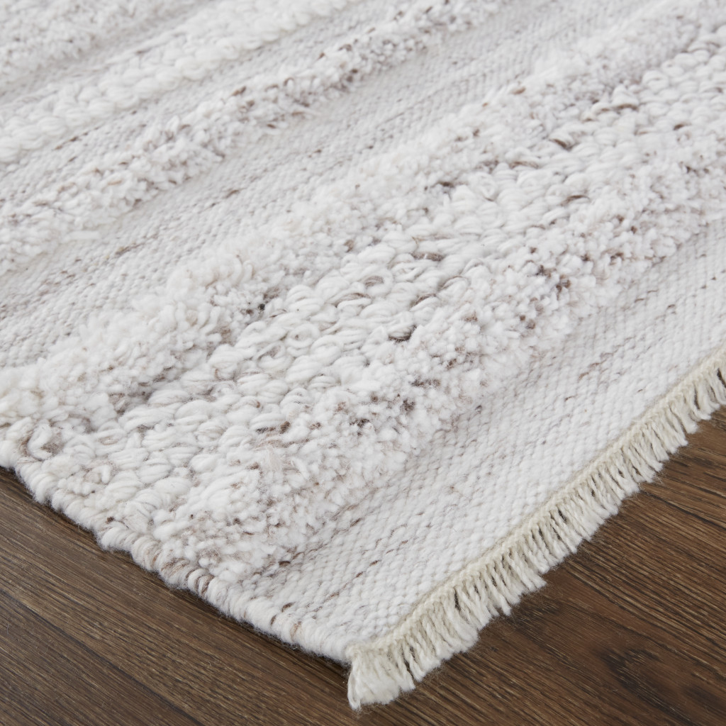 2 X 3 Ivory And Taupe Striped Hand Woven Stain Resistant Area Rug