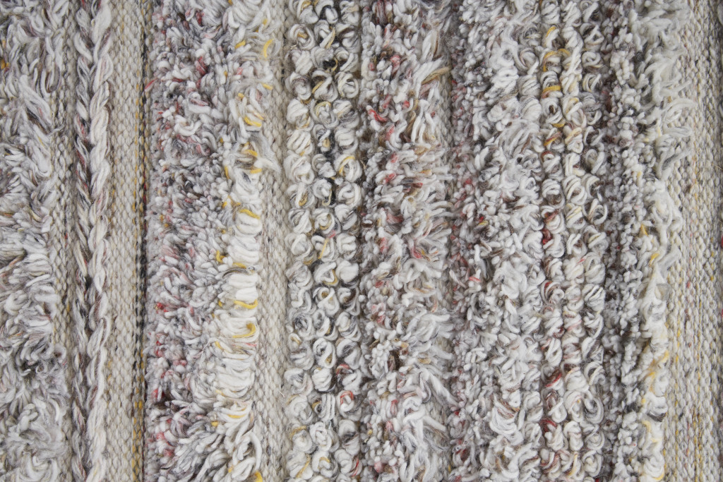 5" X 8" Taupe and Ivory Striped Hand Woven Area Rug