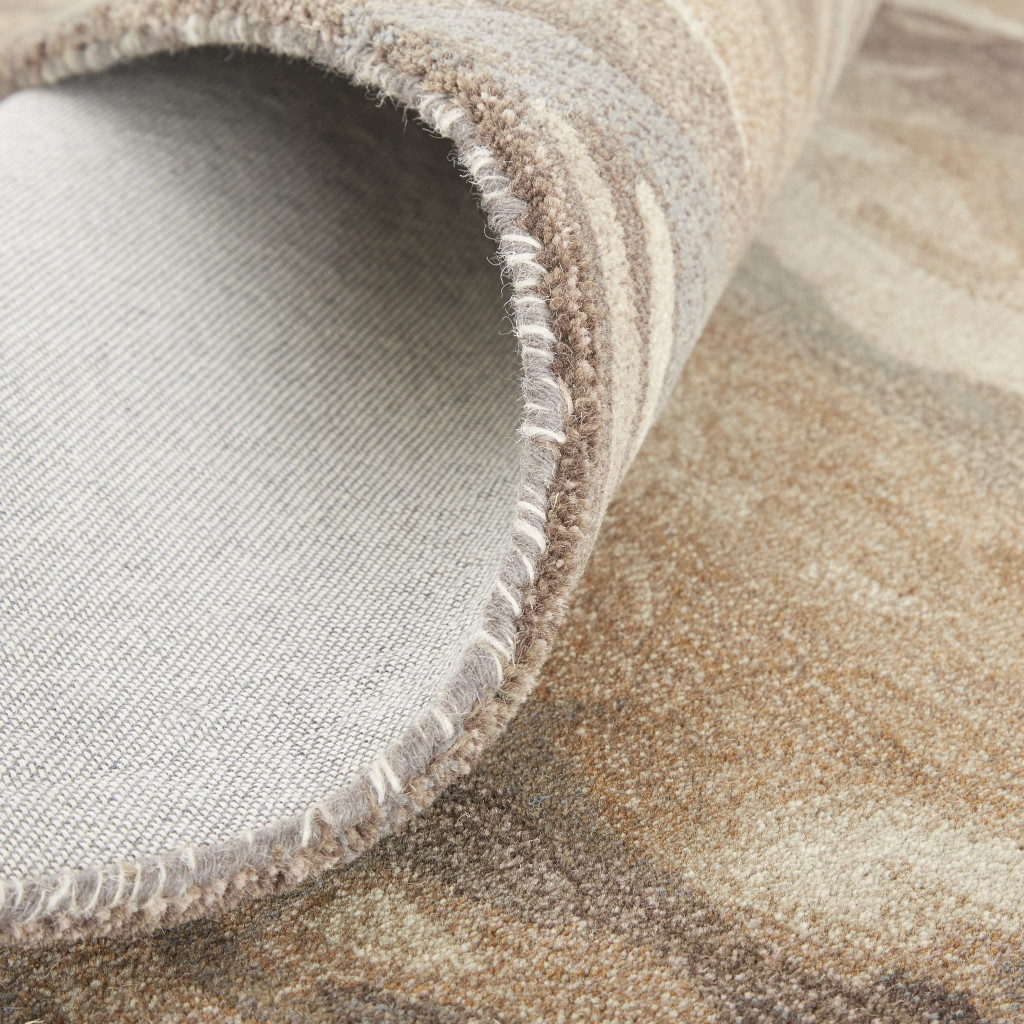 4 X 6 Brown gray And Tan Wool Abstract Tufted Handmade Stain Resistant Area Rug