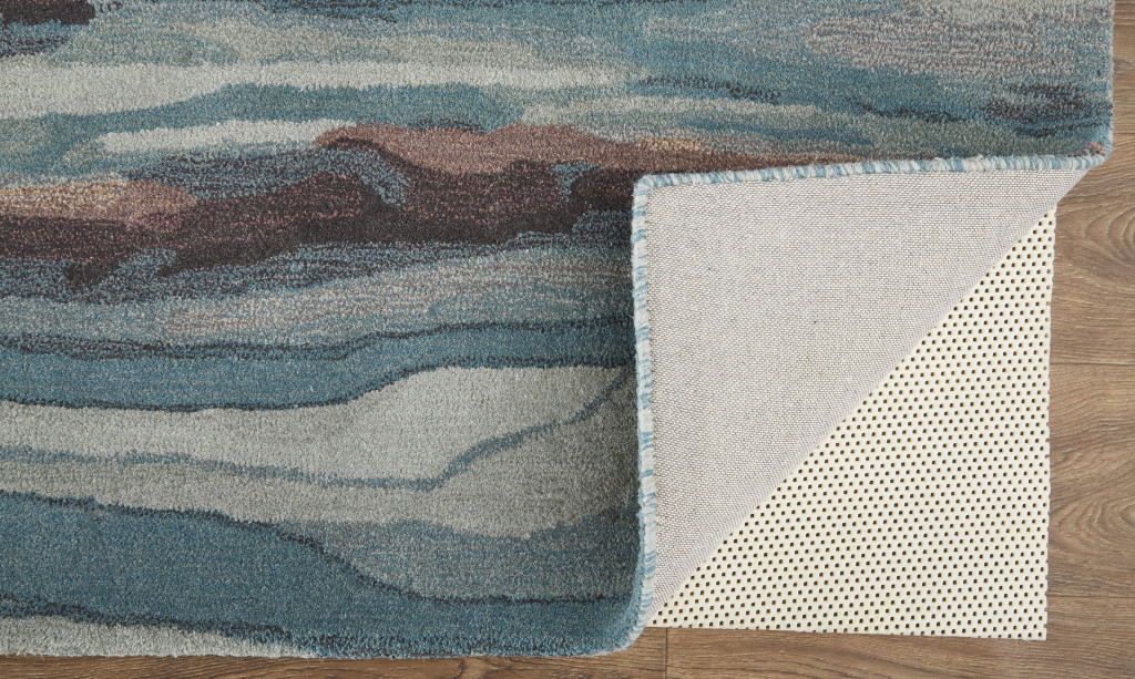 2 X 3 Blue Red And Ivory Wool Abstract Tufted Handmade Stain Resistant Area Rug