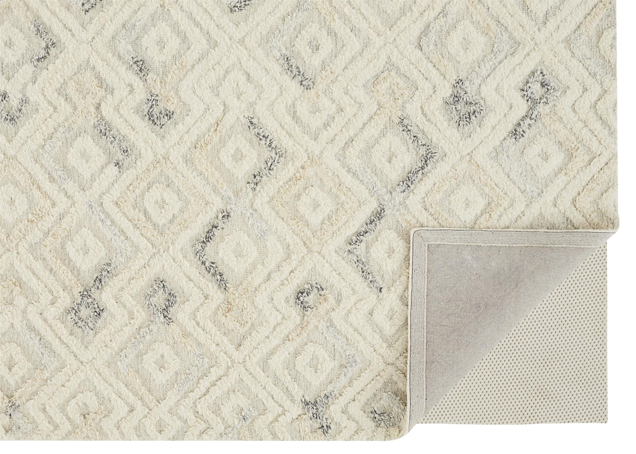 4 X 6 gray And Ivory Wool geometric Tufted Handmade Area Rug