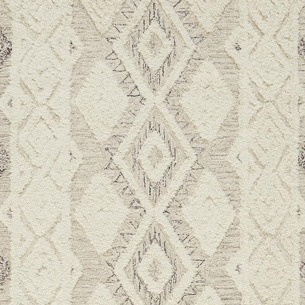 4" X 6" Ivory Taupe And Gray Wool Geometric Tufted Handmade Stain Resistant Area Rug