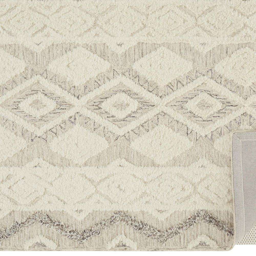 8" X 10" Gray and Ivory Wool Geometric Hand Tufted Area Rug