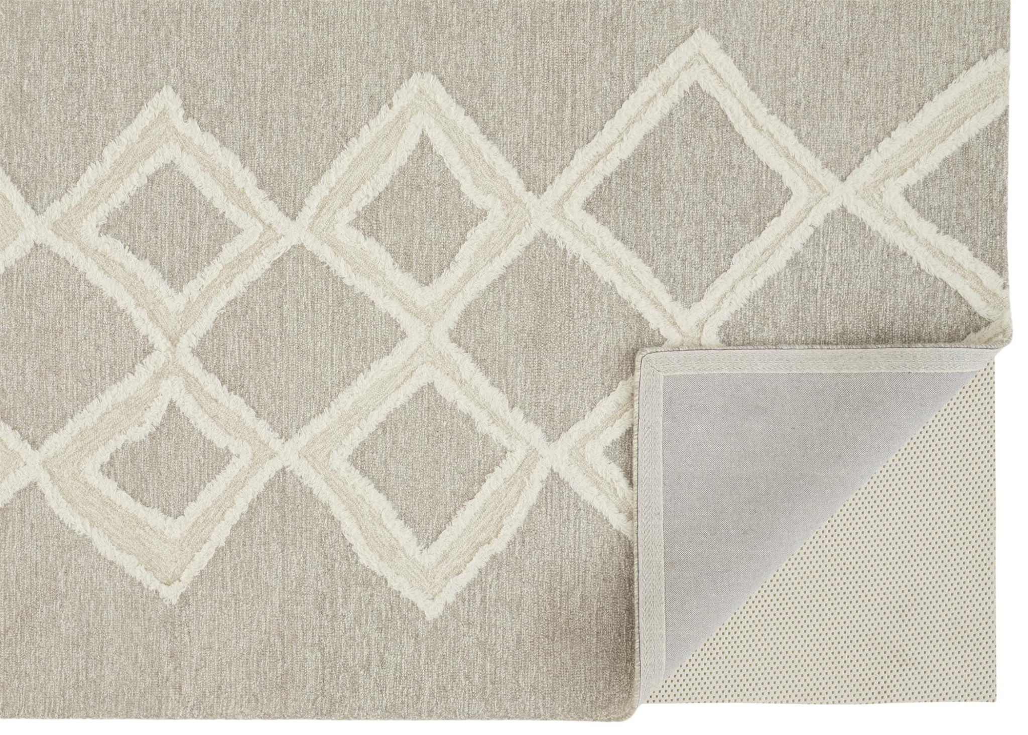 10 X 14 gray And Ivory Wool geometric Tufted Handmade Stain Resistant Area Rug