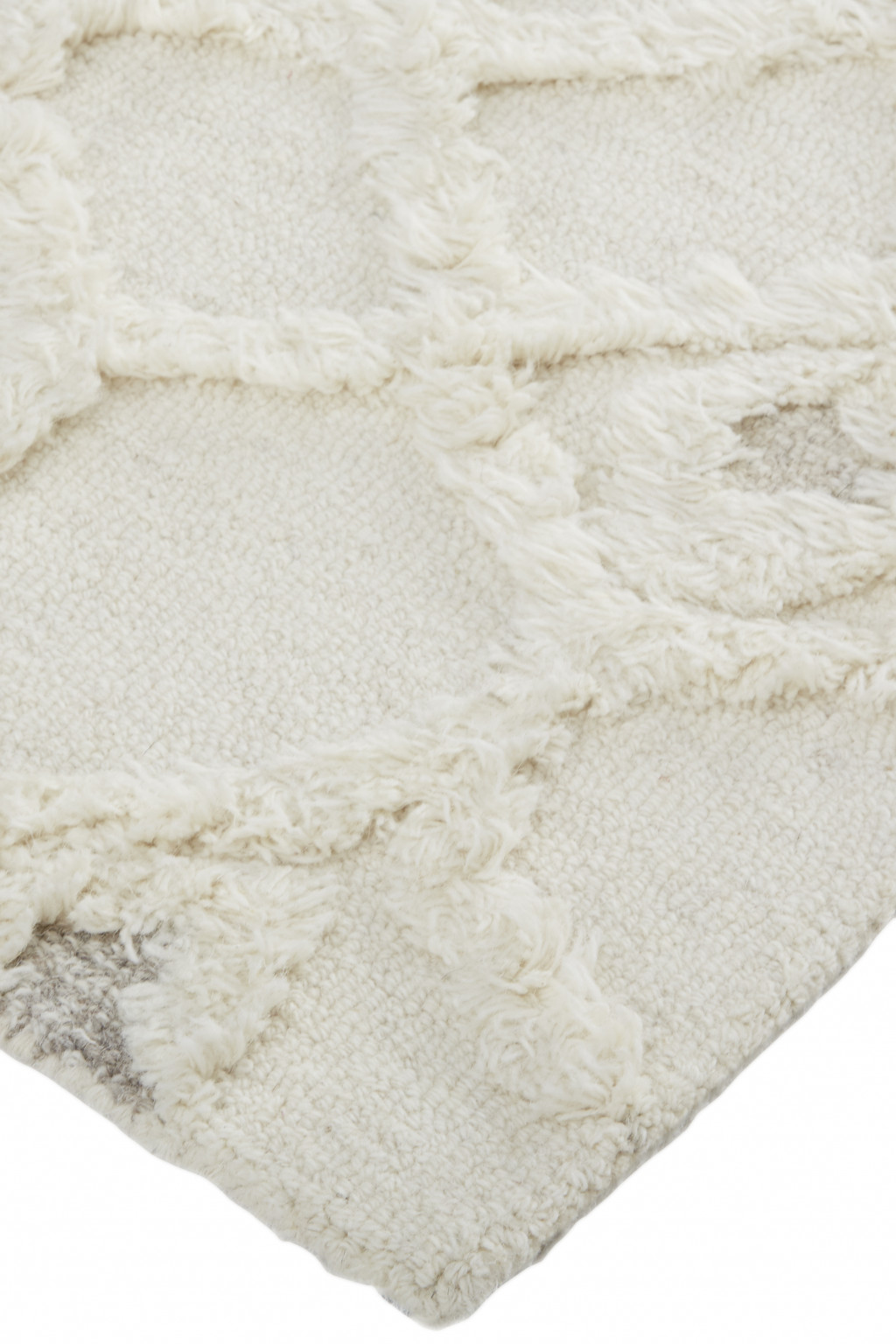 9" X 12" Ivory Taupe And Tan Wool Geometric Tufted Handmade Stain Resistant Area Rug