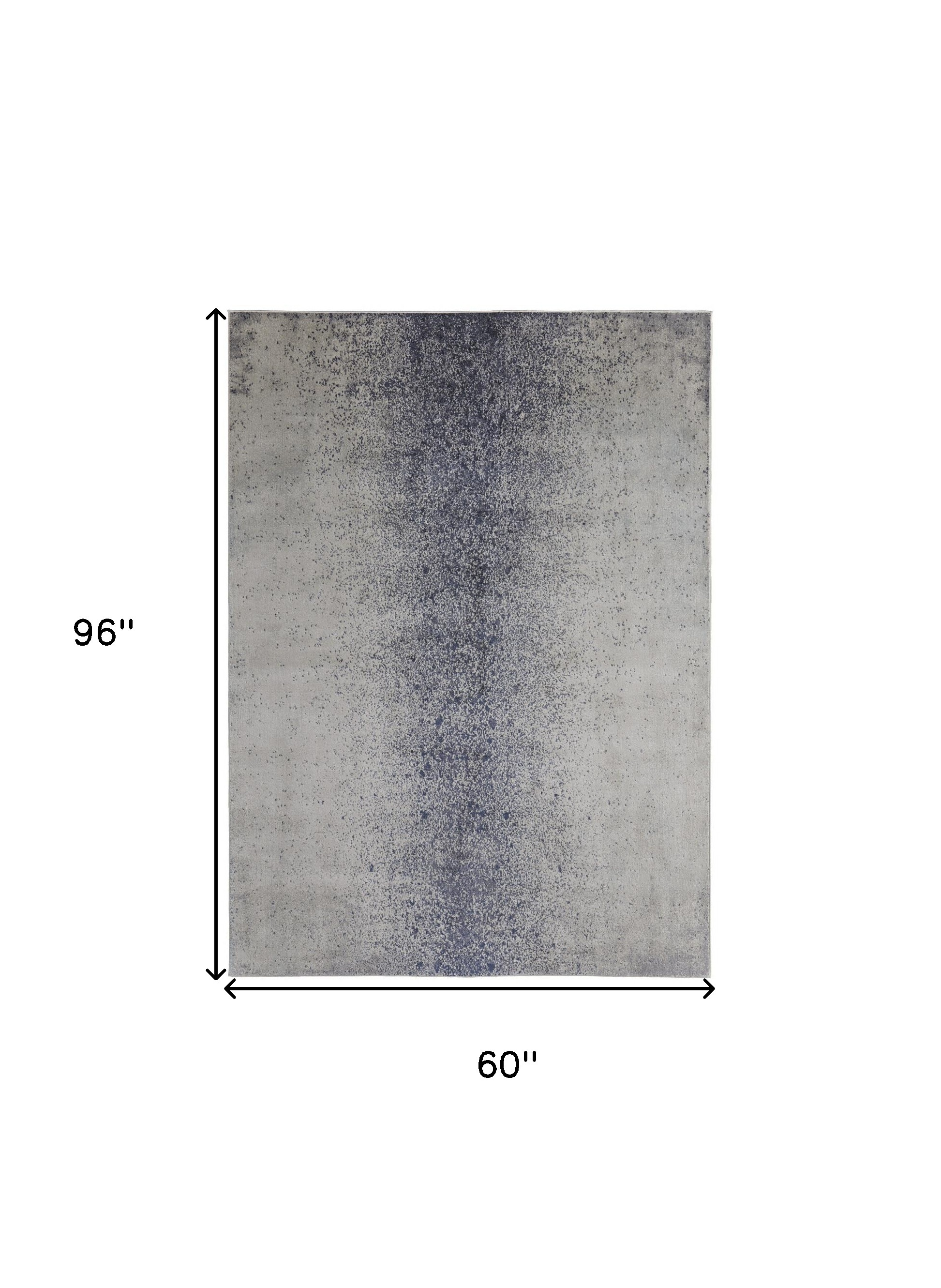 5" X 8" Ivory and Blue Abstract Power Loom Non Skid Area Rug