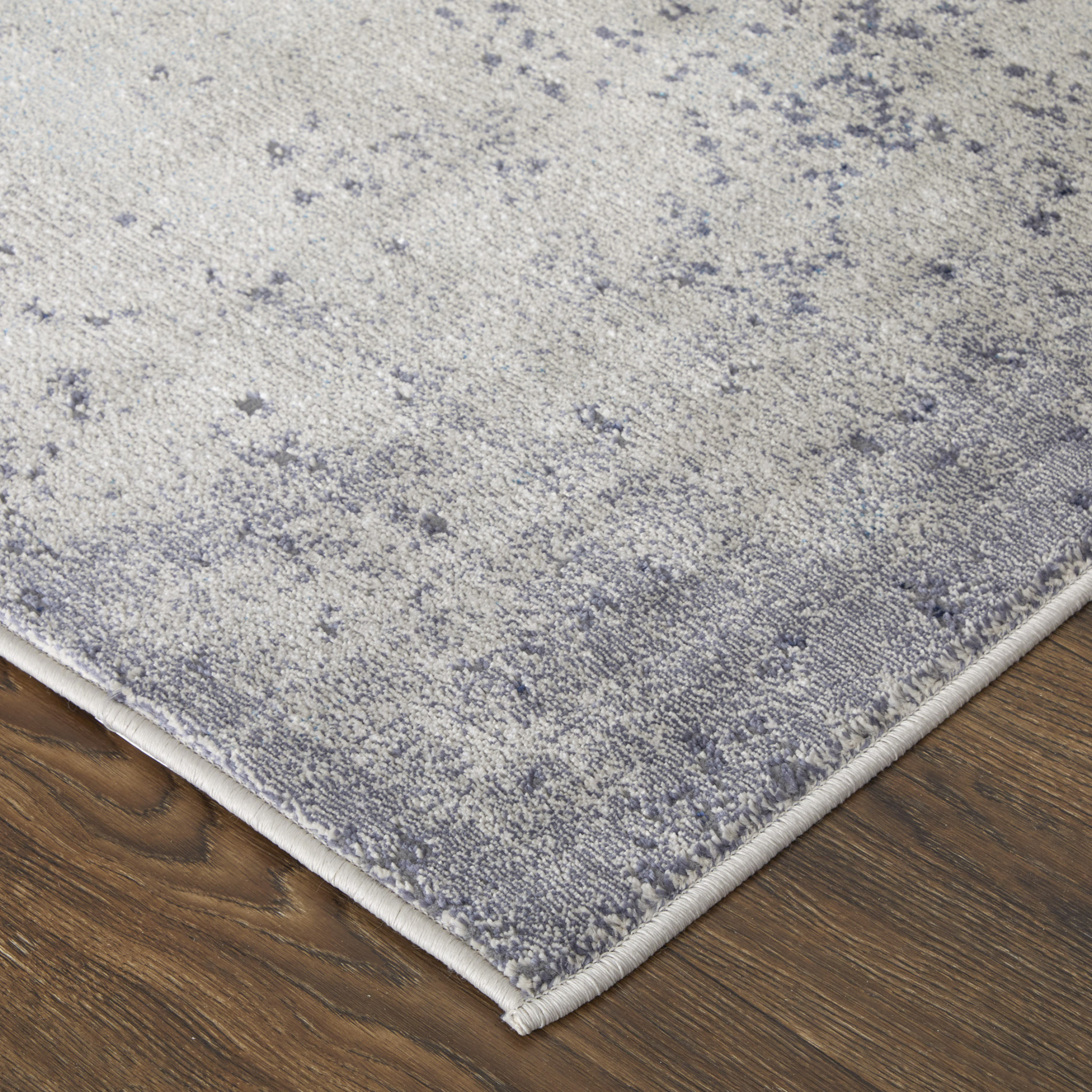 5" X 8" Ivory and Blue Abstract Power Loom Non Skid Area Rug