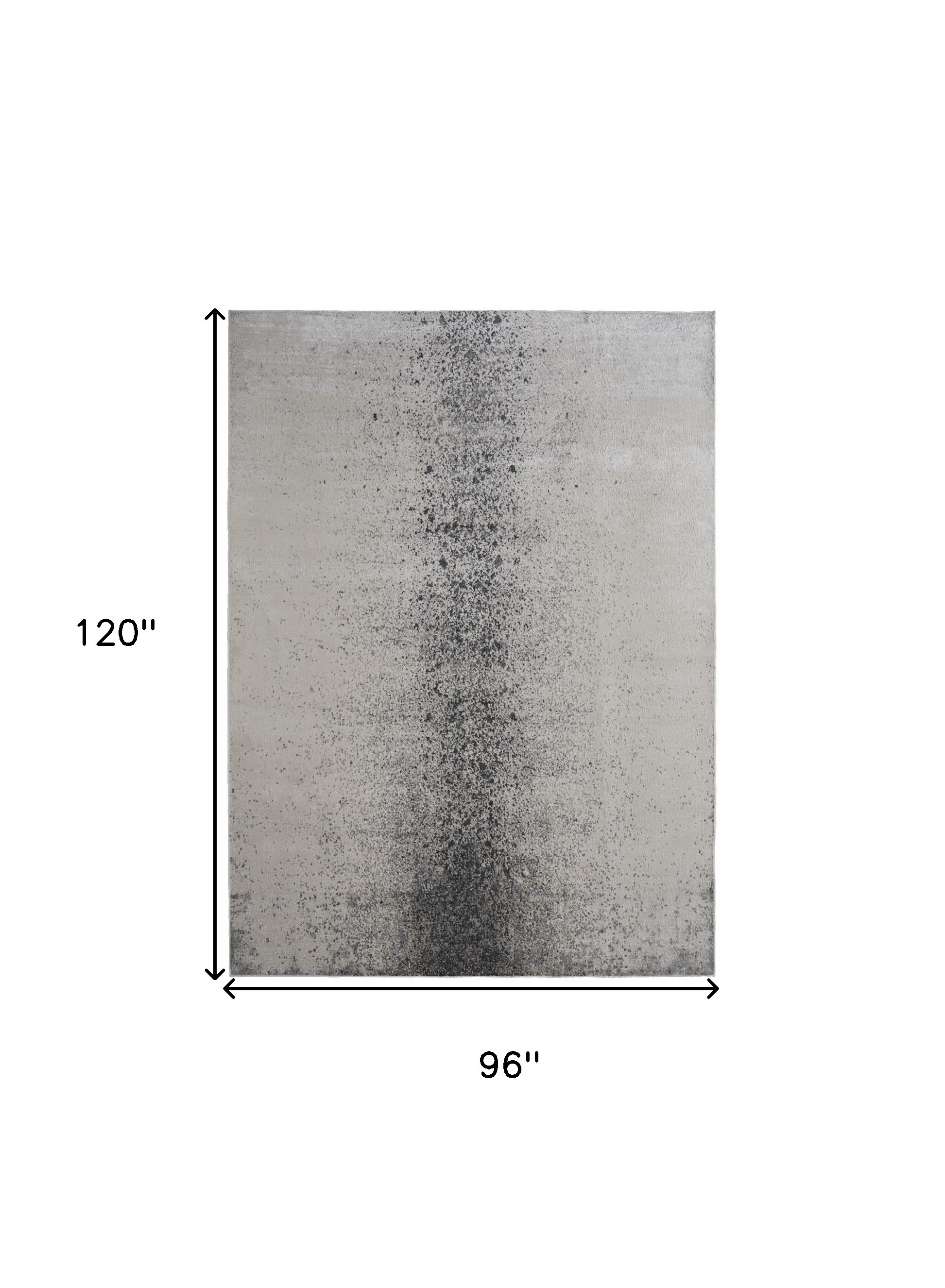 8" X 10" Gray and Ivory Abstract Power Loom Non Skid Area Rug