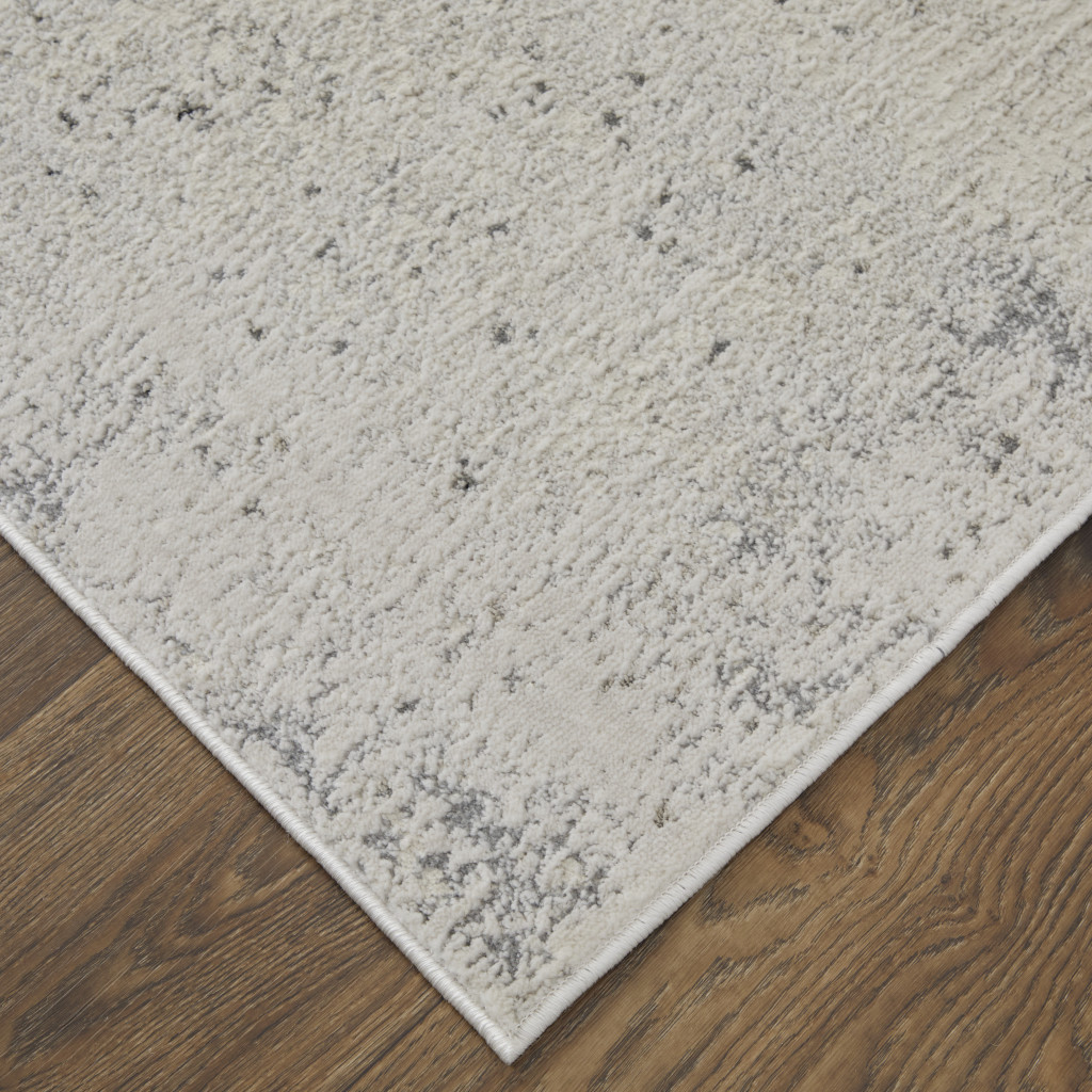 8" X 10" Gray and Ivory Abstract Power Loom Non Skid Area Rug