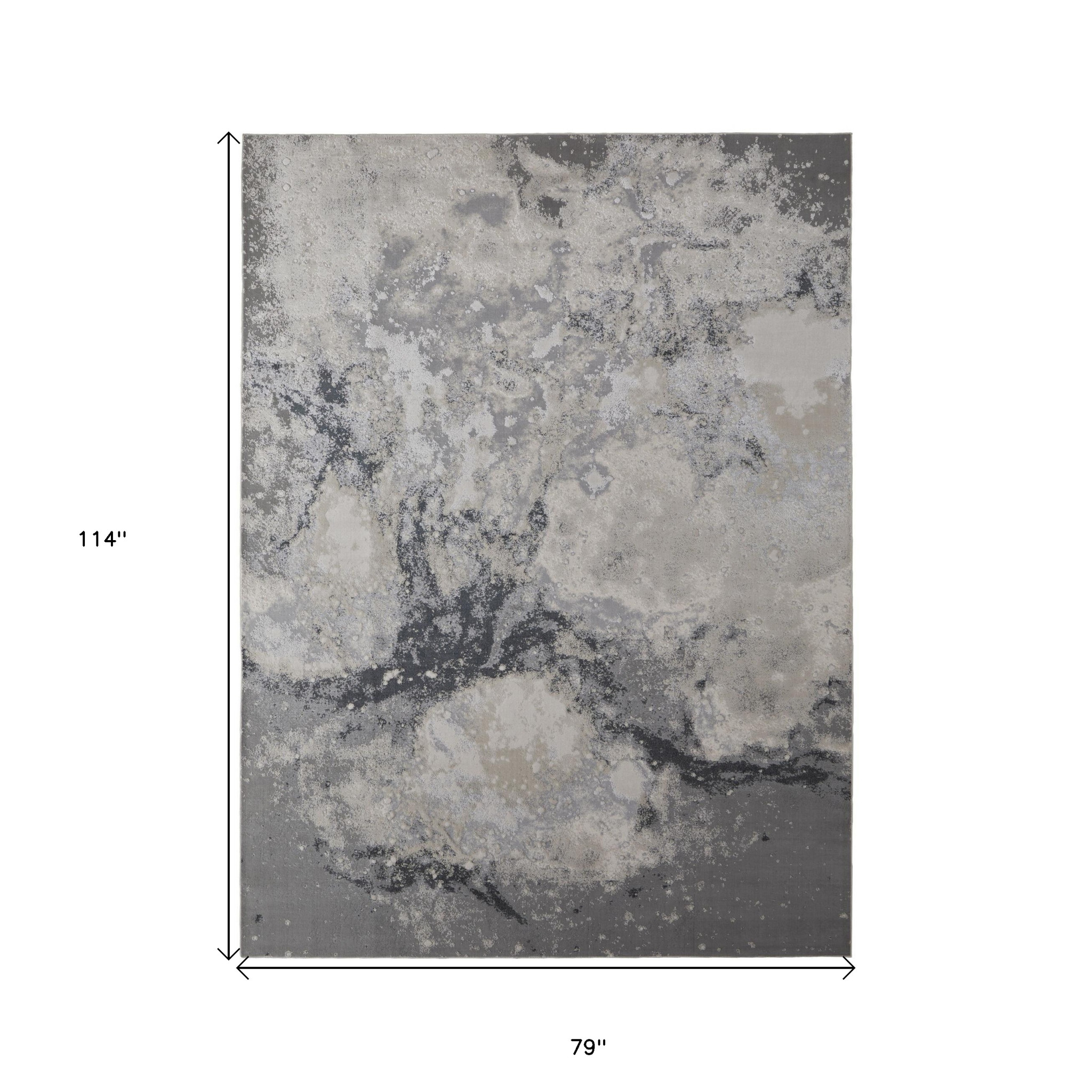 7" X 10" Gray Abstract Area Rug