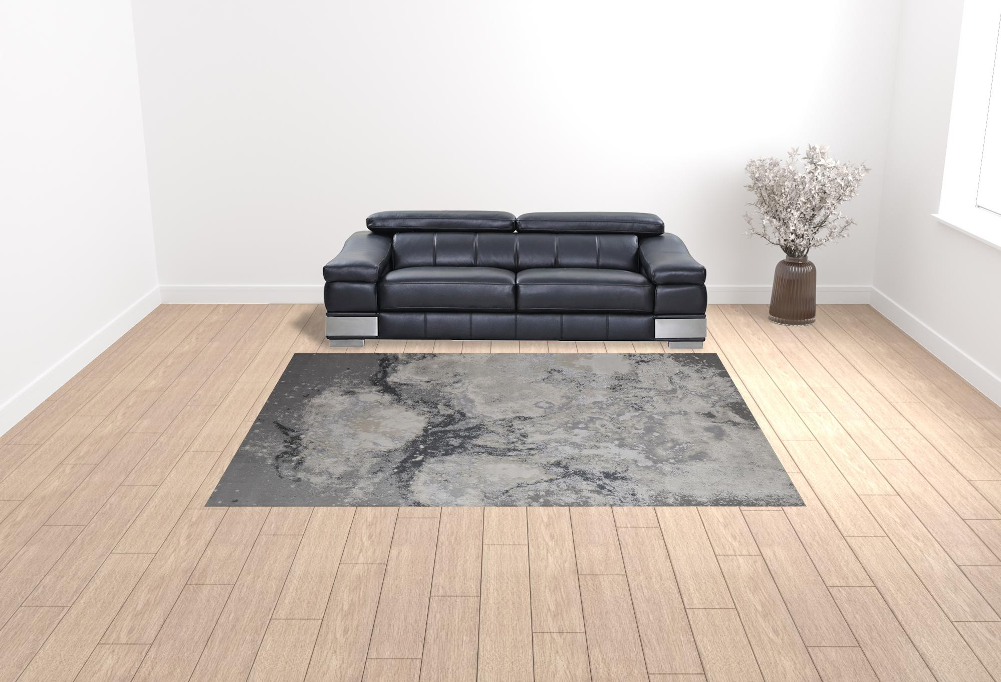 9" X 12" Gray Abstract Area Rug