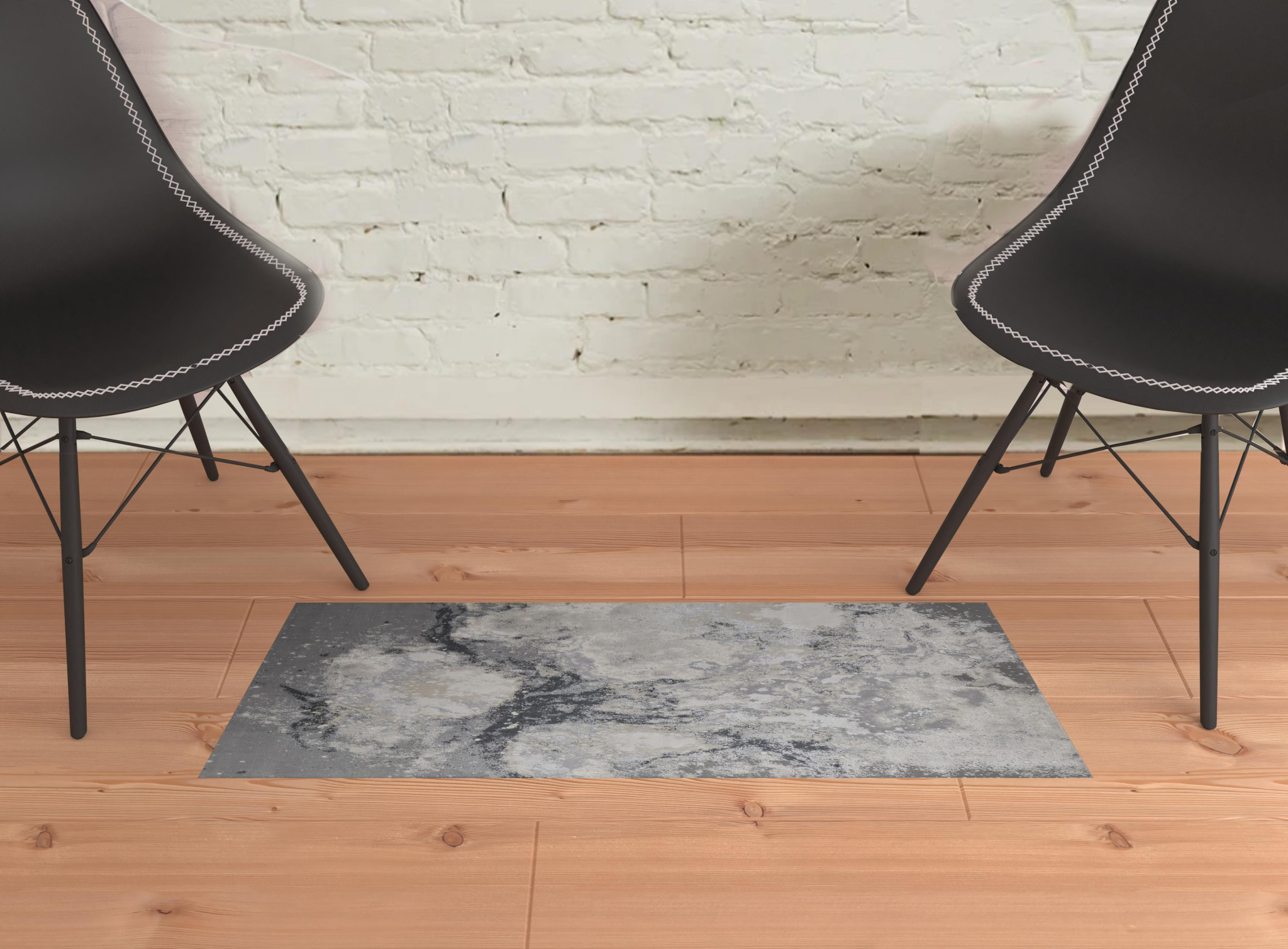 2" X 3" Gray Abstract Area Rug