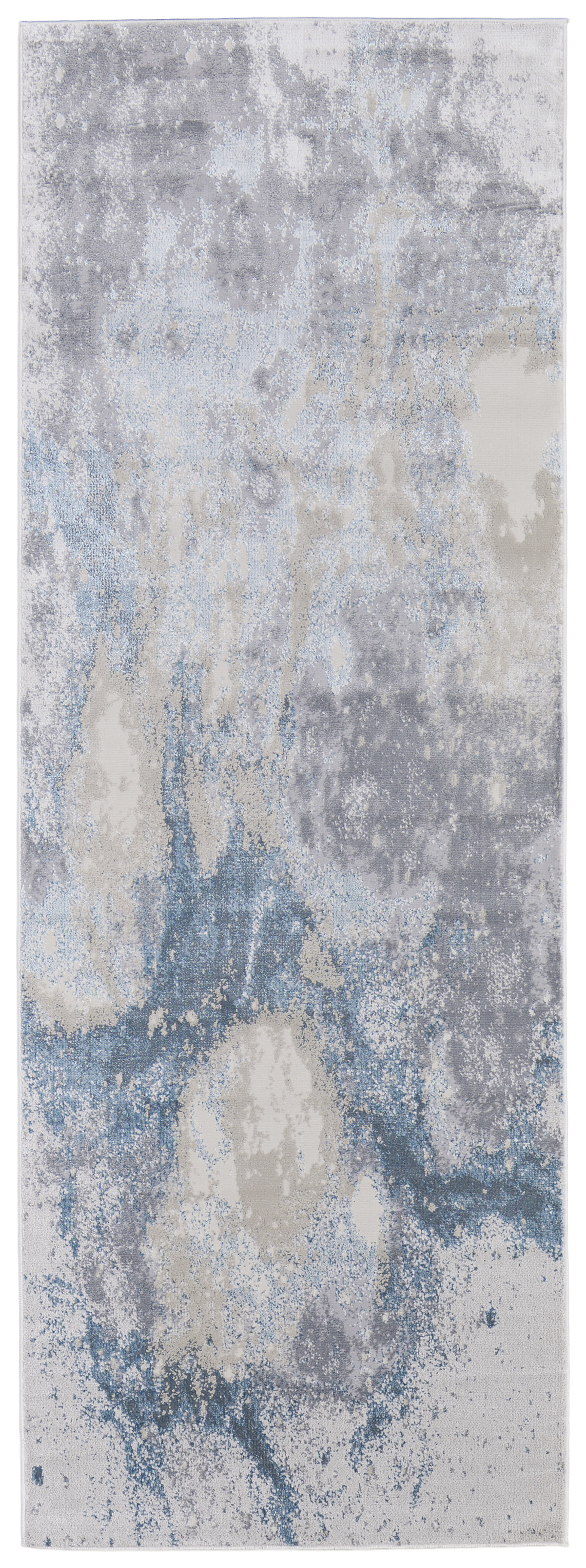 8 Blue Abstract Runner Rug
