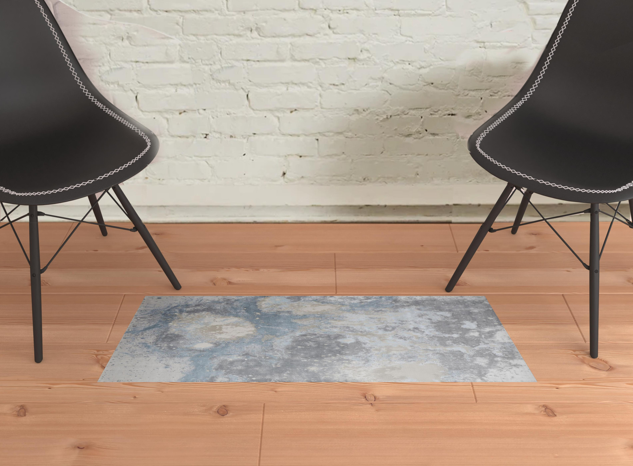 2" X 3" Blue Abstract Area Rug