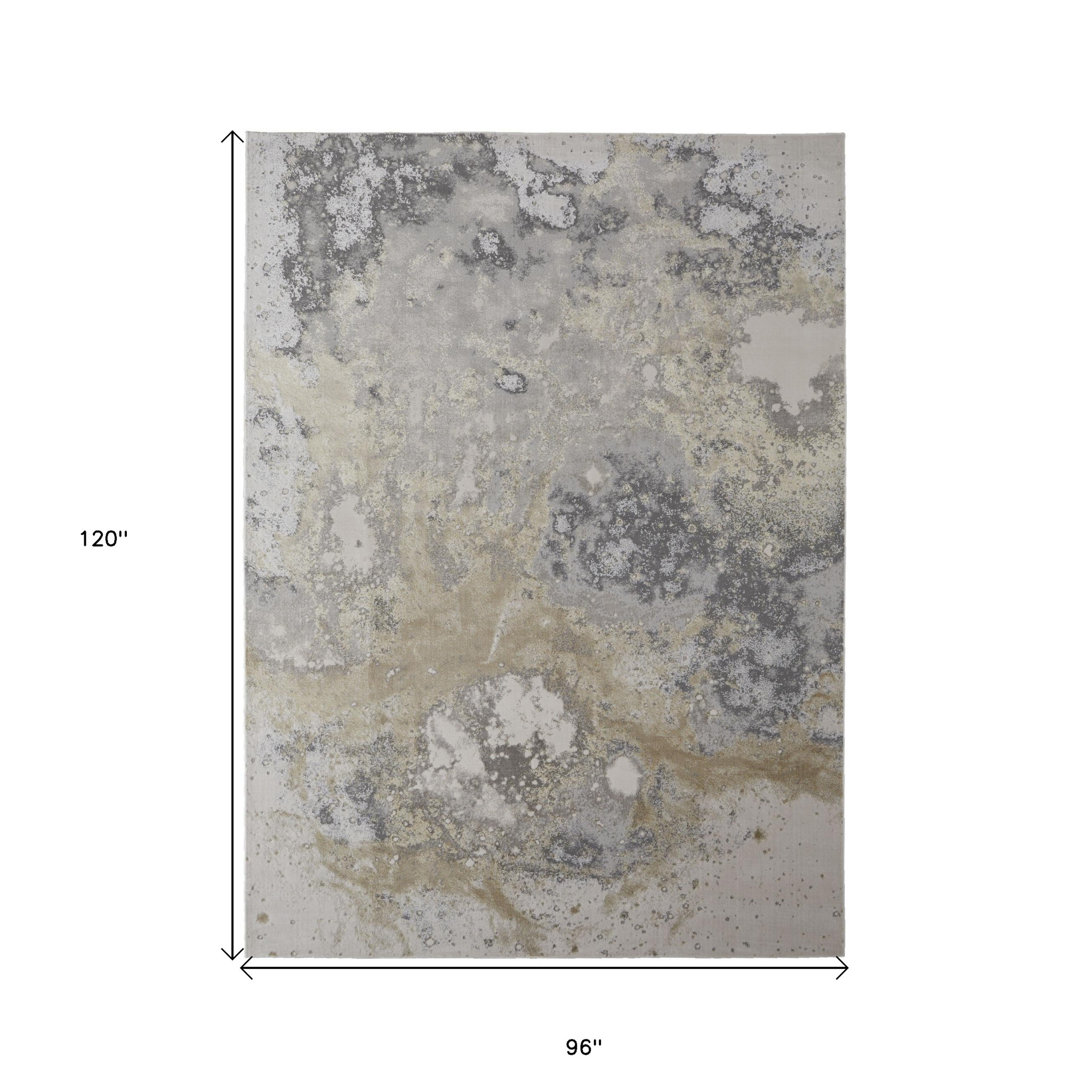 8" X 10" Black Brown and Off White Abstract Area Rug