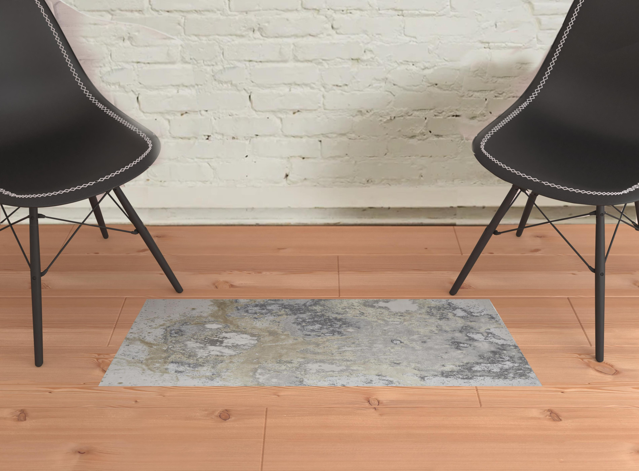 2" X 3" Gray Abstract Area Rug