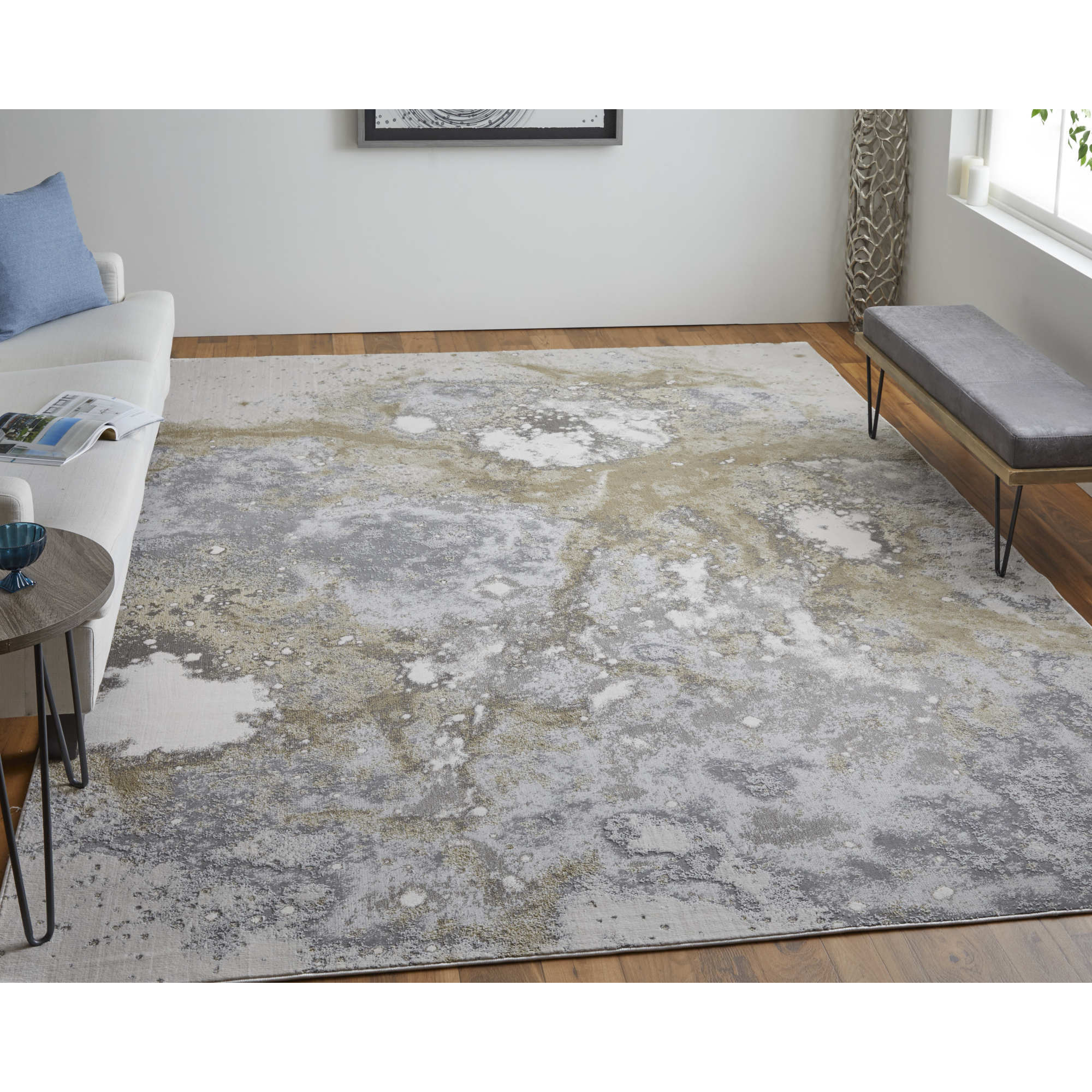 2" X 3" Gray Abstract Area Rug