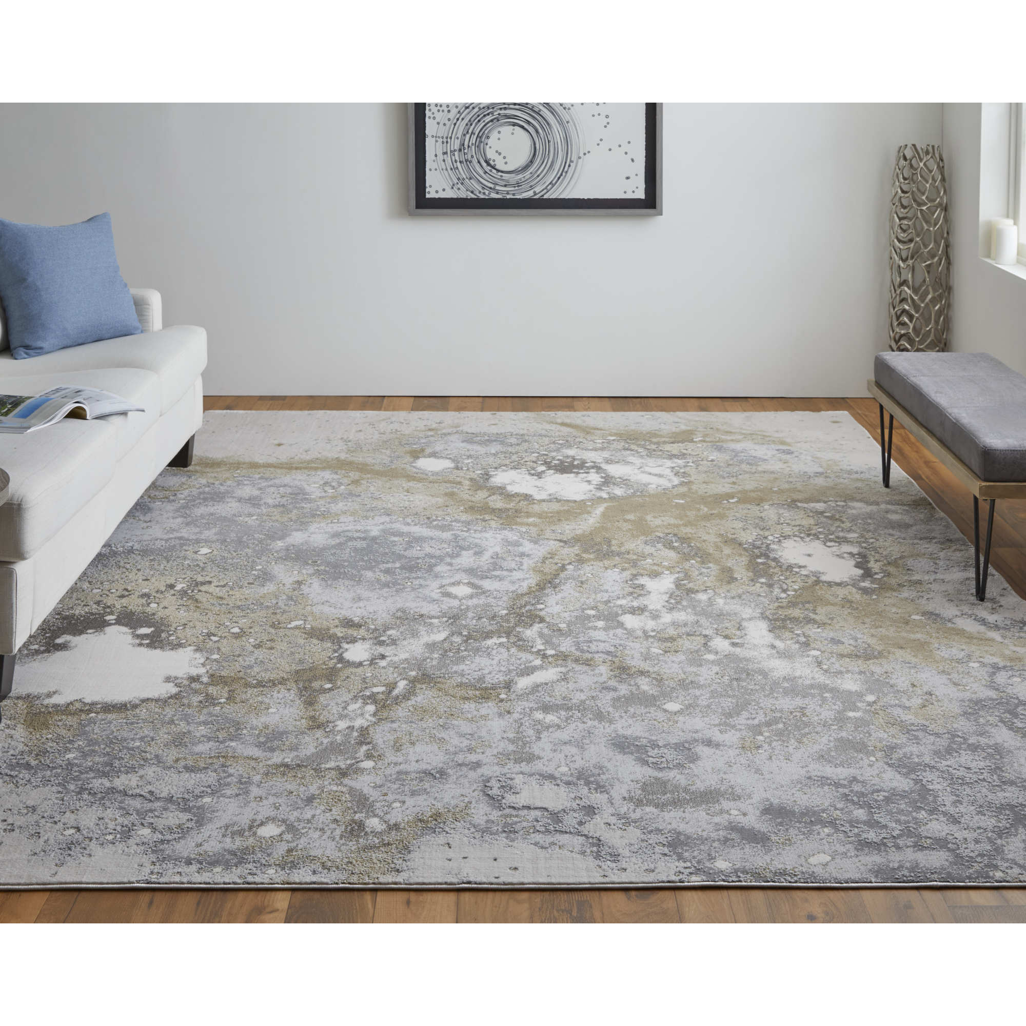 2" X 3" Gray Abstract Area Rug