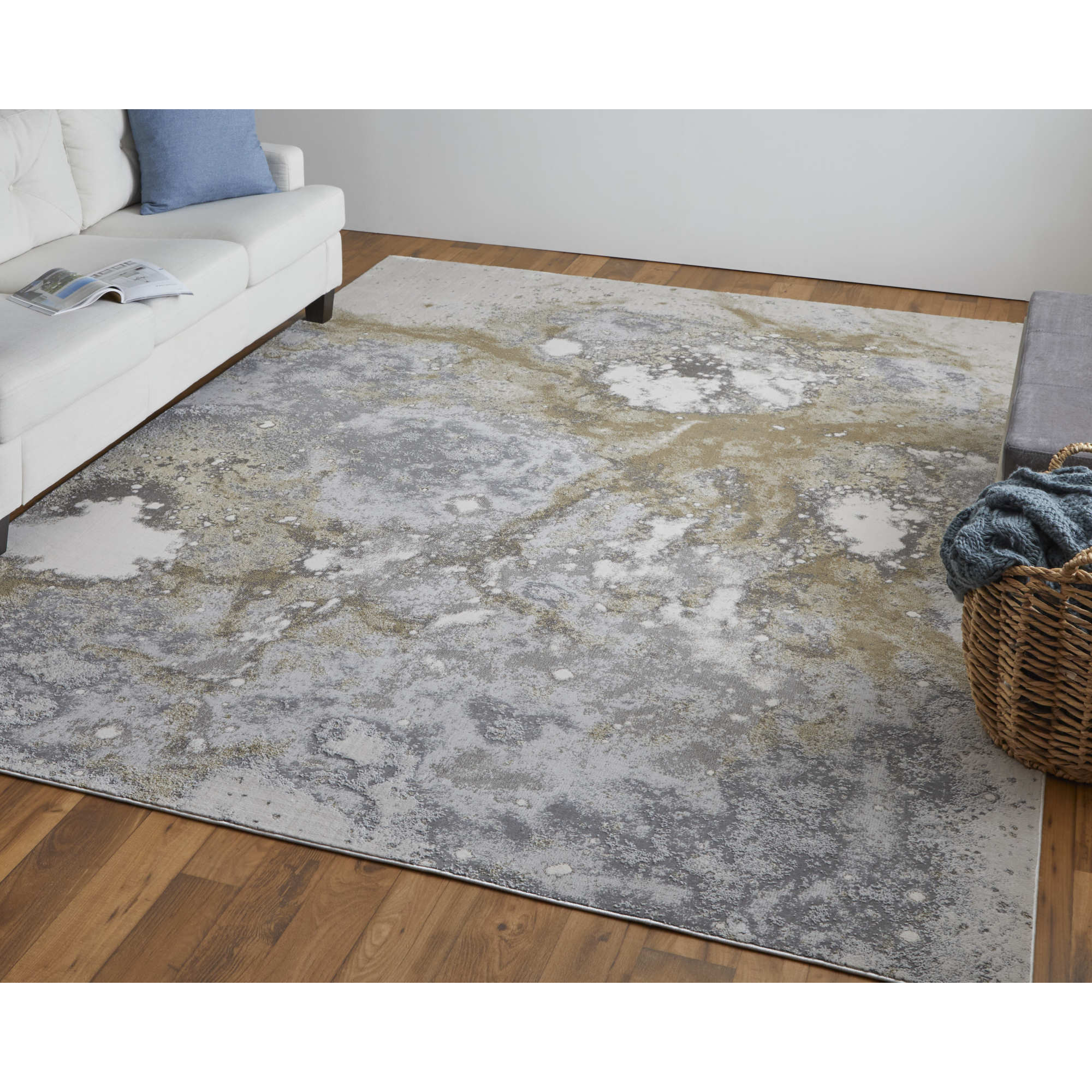 2" X 3" Gray Abstract Area Rug