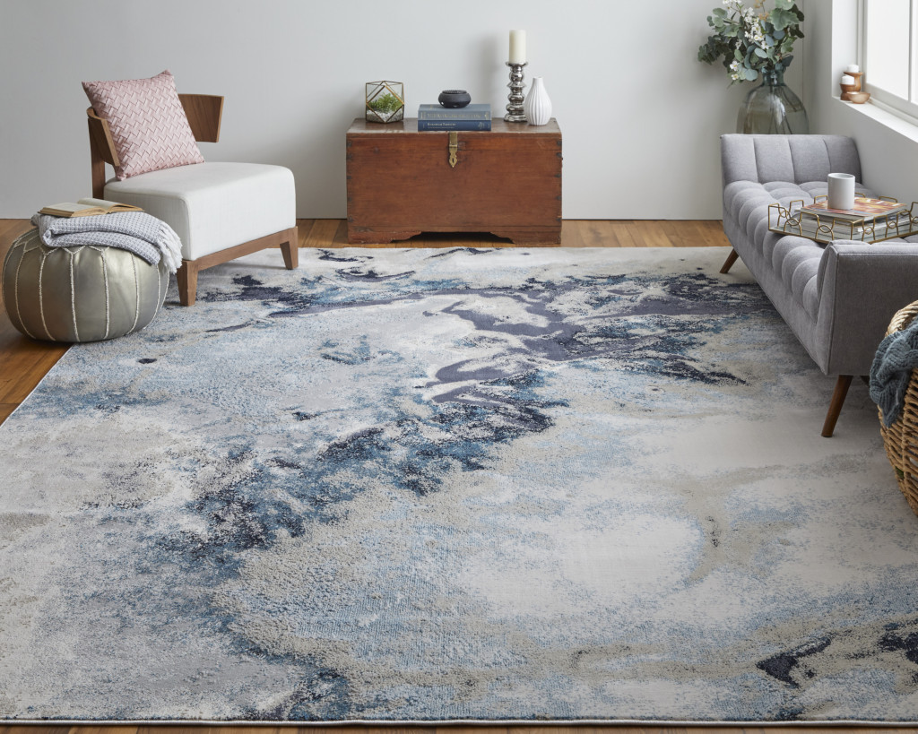 5" X 8" Blue Abstract Area Rug