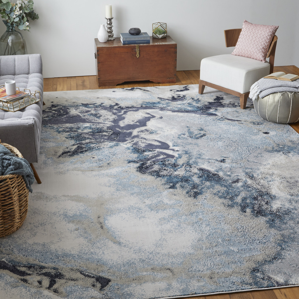 5" X 8" Blue Abstract Area Rug