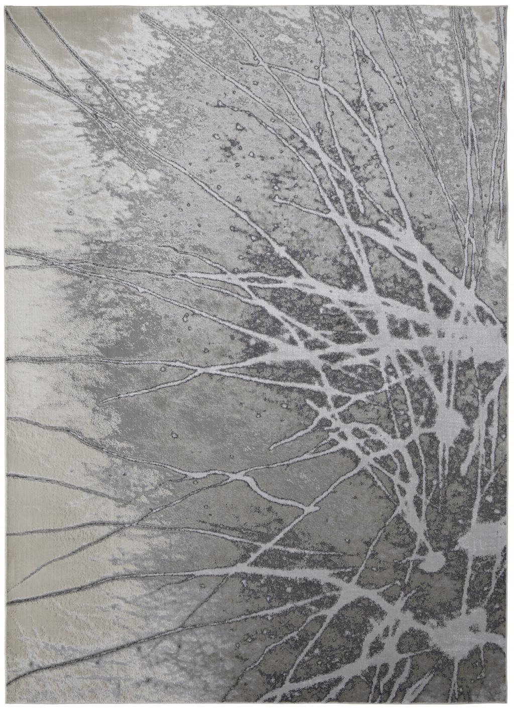 4" X 6" Gray and Ivory Abstract Power Loom Non Skid Area Rug