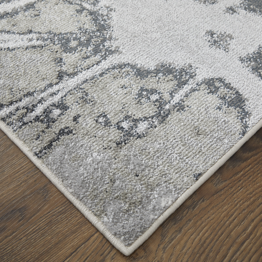 2" X 3" Gray Silver And Ivory Abstract Power Loom Area Rug
