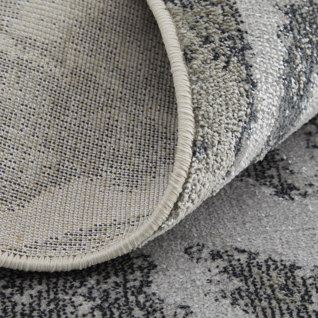 2" X 3" Gray Silver And Ivory Abstract Power Loom Area Rug