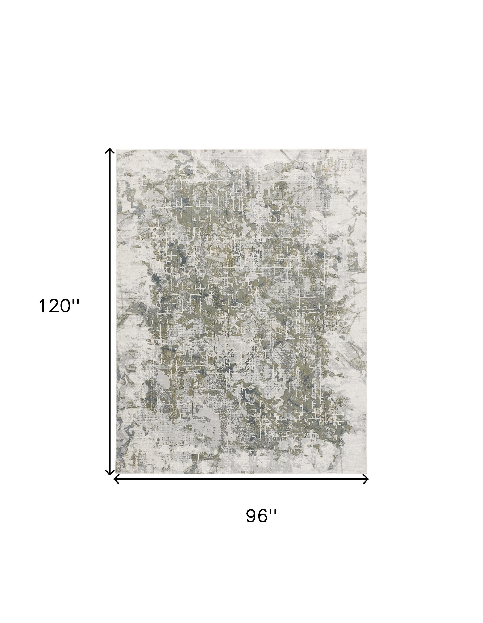 8" X 10" Gray and Ivory Abstract Distressed Non Skid Area Rug