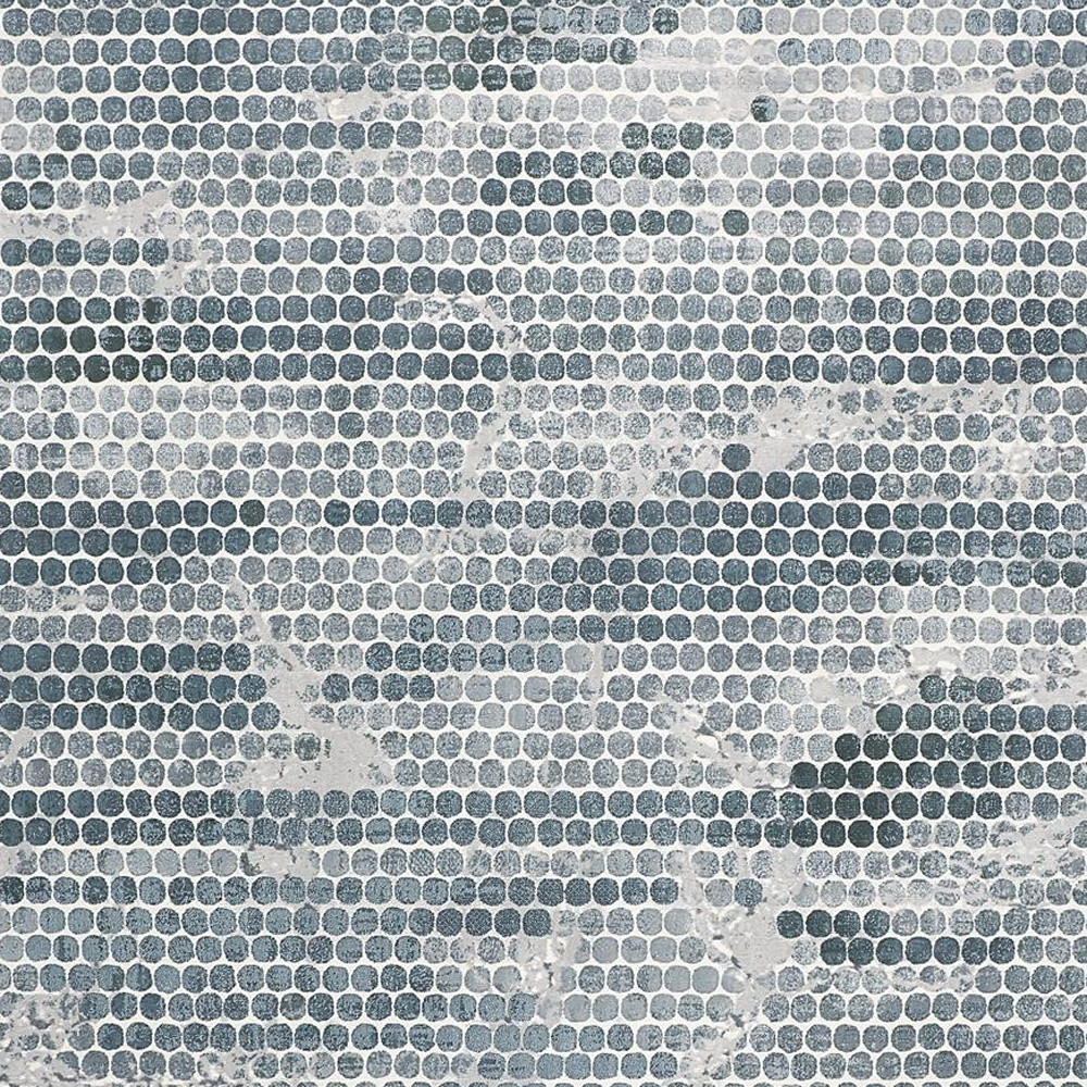 5" X 8" Blue And Gray Polka Dots Distressed Stain Resistant Area Rug