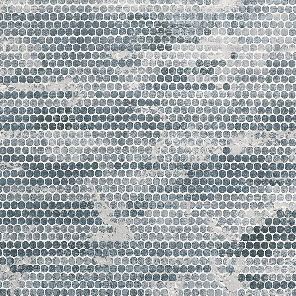 8" X 10" Blue And Gray Polka Dots Distressed Stain Resistant Area Rug